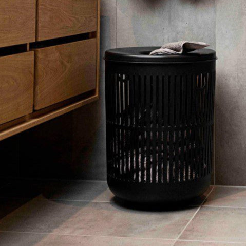 ZONE DENMARK Ume 60L Laundry Basket with Lid - Black | Foldable Storage Bin for Bedroom, Bathroom & Closet Organization