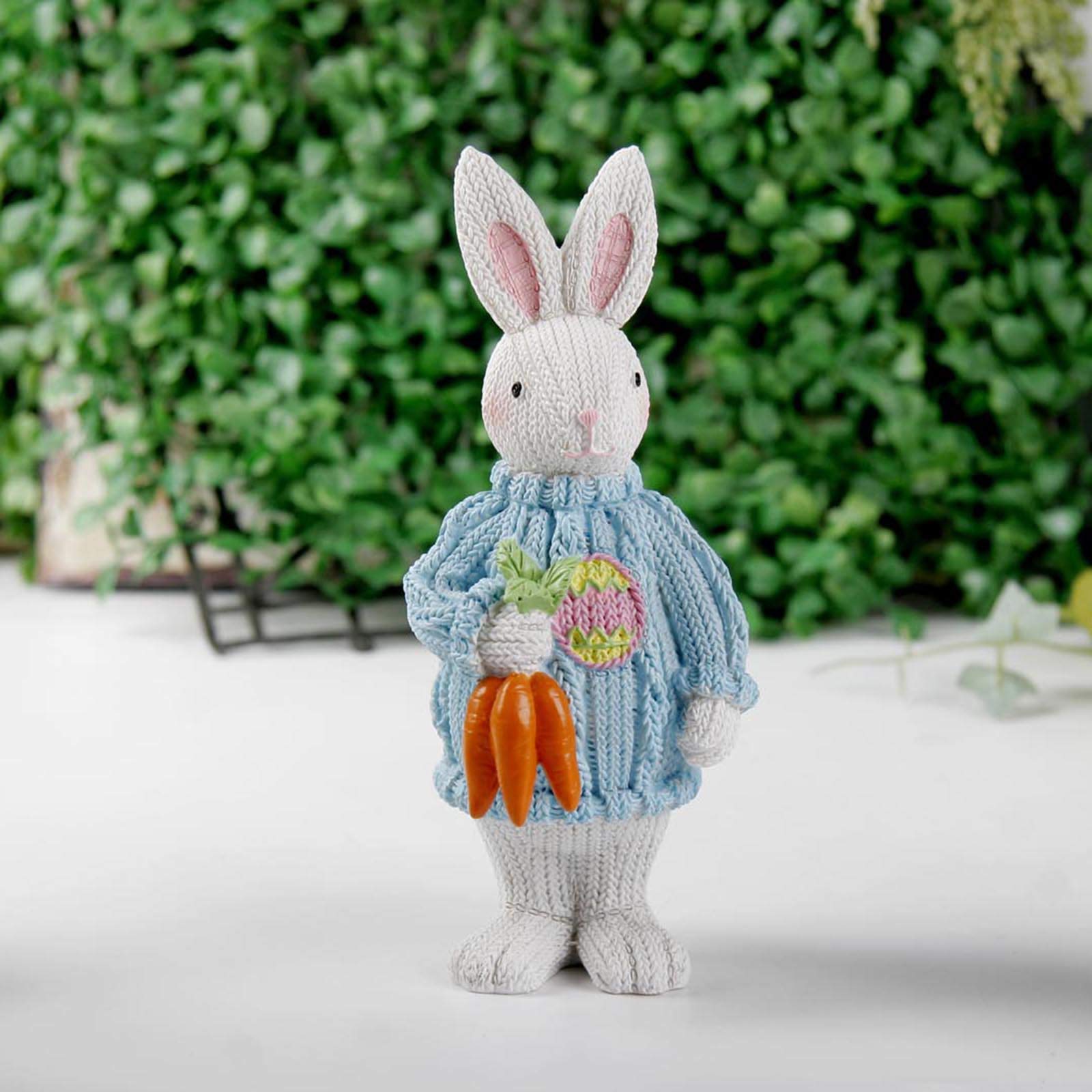 Easter Bunny Rabbit Statue - Cute Blue Garden & Yard Decor, Children's Room Desktop Ornament, Perfect for Easter Decorations, Spring Home Decor, and Gift Giving