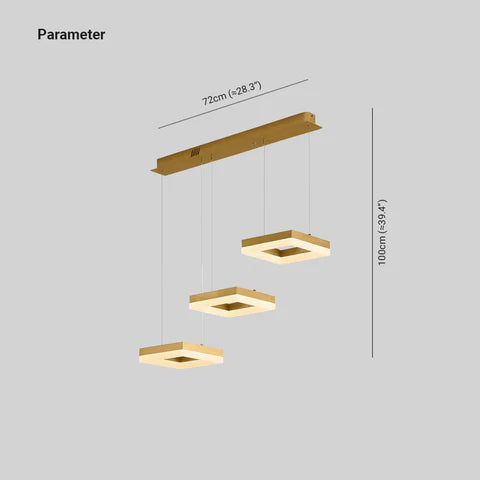 Modern 3-Light Rectangular Metal Pendant Lighting Fixture - Industrial Style Ceiling Light for Kitchen Island, Dining Room, and Living Room Decor