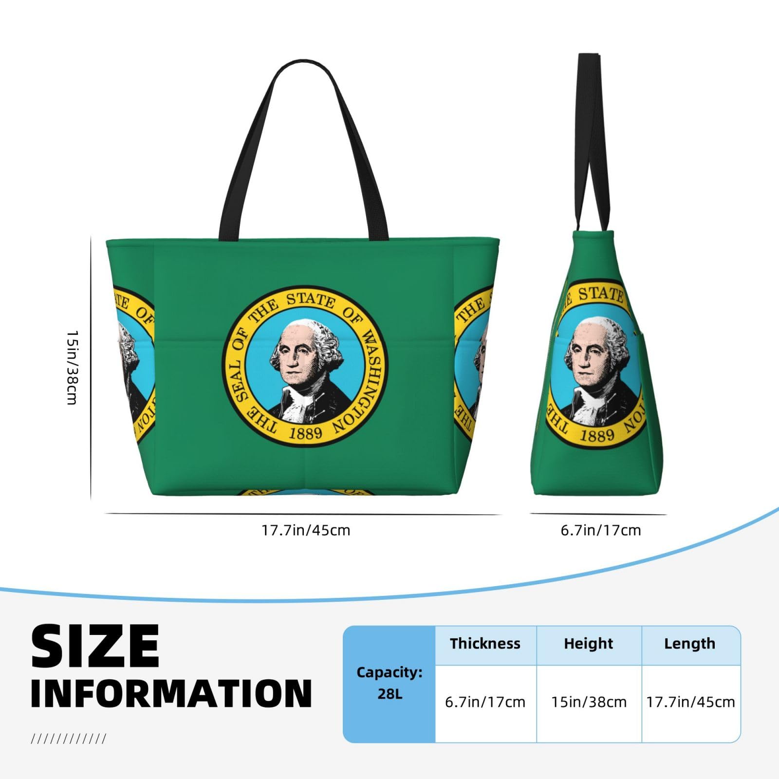 Washington Flag Beach Tote - Extra Large Travel Bag for Women | Beach & Outings
