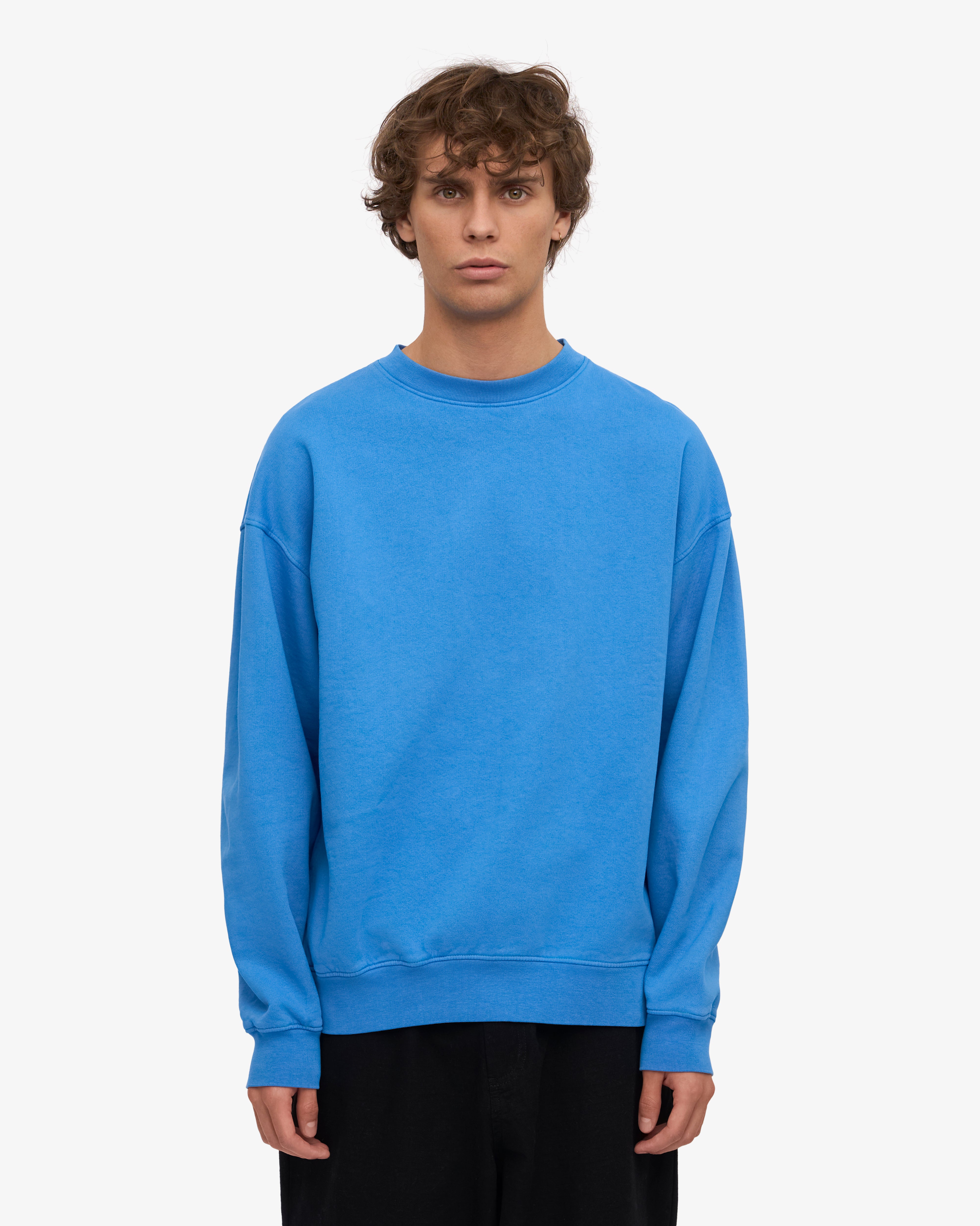 Organic Oversized Crewneck Sweatshirt - Pacific Blue | Soft & Comfortable Unisex Pullover for Casual Wear, Lounge & Street Style