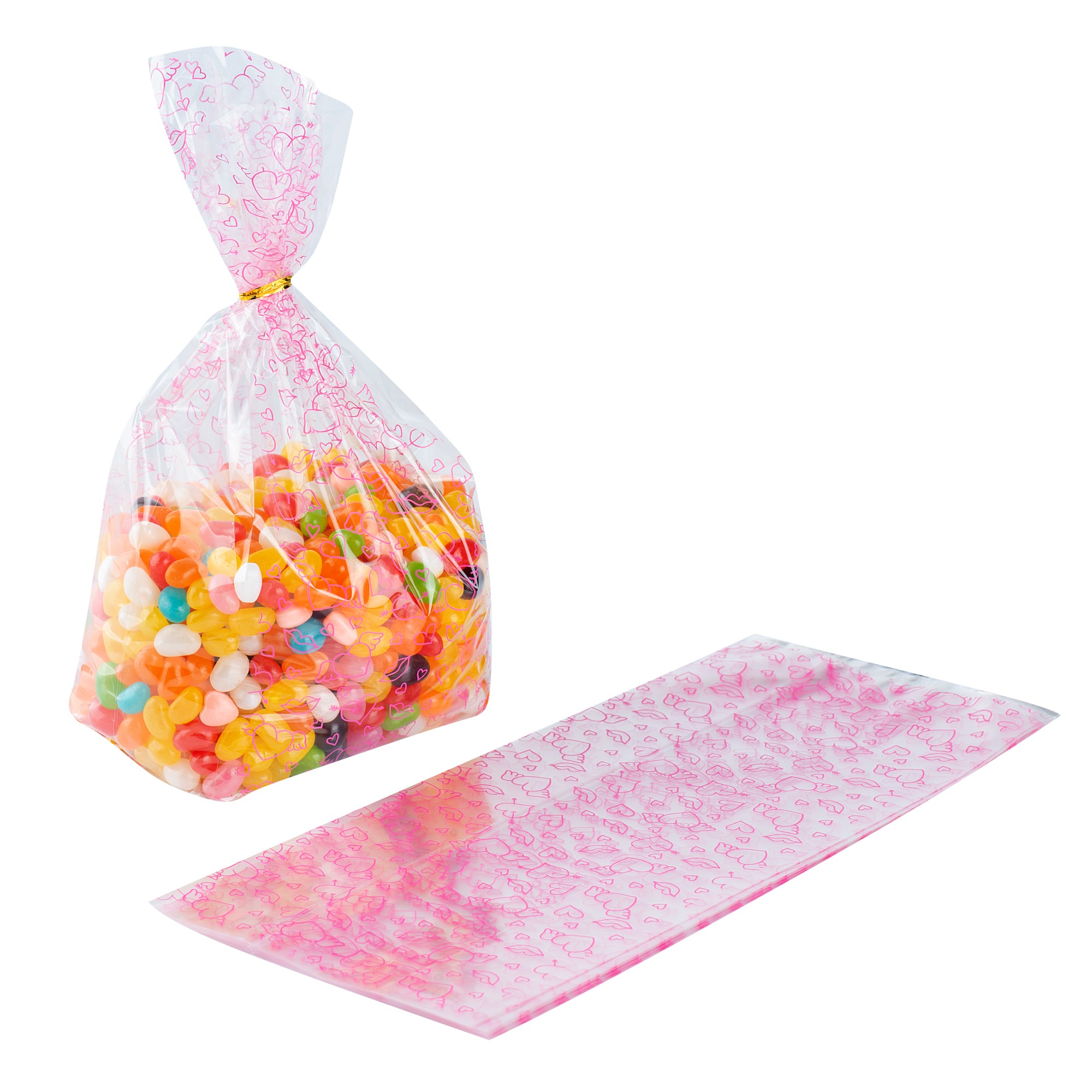 Winged Hearts Plastic Candy Bags - Gusseted 5 x 3 x 11 Inches - Bulk 4000 Count Box for Party Favors, Wedding Treats & Candy Packaging