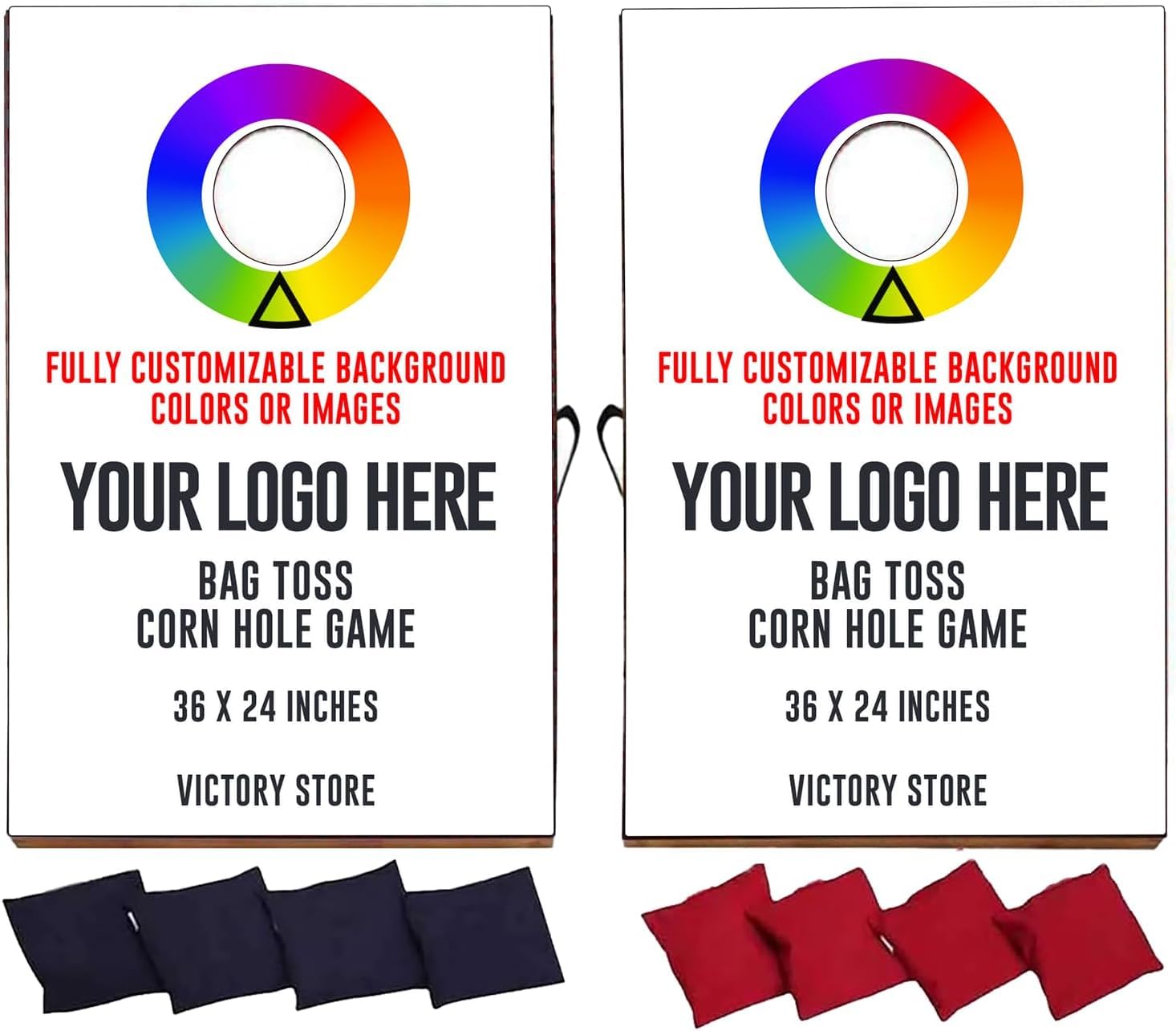 Custom Logo Cornhole Bag Toss Game Set - Personalized Photo & Business Branding Outdoor Lawn Game for Backyard Parties, Tailgating & Corporate Events