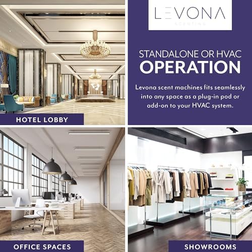 Levona Scent Waterless Diffuser - Essential Oil Aroma Smart Plug-in Air Freshener, Portable Diffuser Machine for Home, Office & Large Spaces up to 4000 sqft, LCD Display, HVAC Compatible with Cleaning Cloth - Perfect for Bedrooms, Living Rooms & Commercial Spaces (Arosa 1500, Scent Not Included)