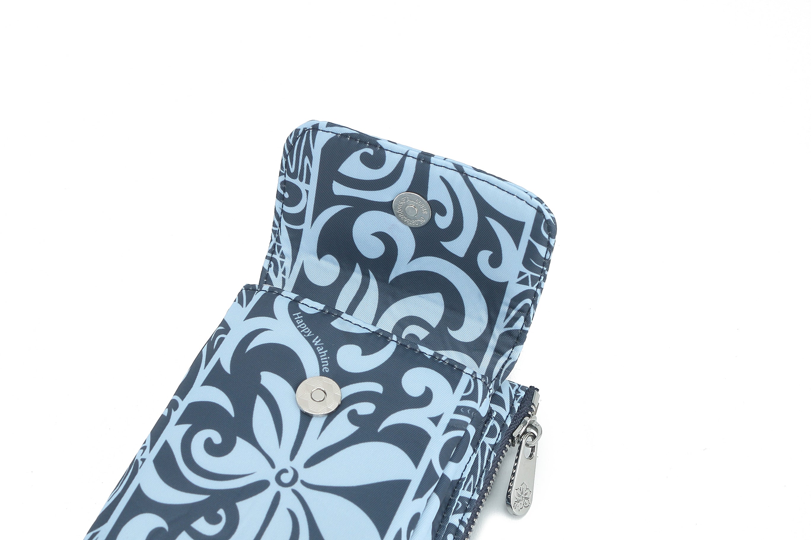 Anna Keʻolu Tapa Tiare Teal Crossbody Phone Wallet for Women - RFID Blocking & Multi-Pocket Design - Perfect for Travel, Shopping, and Everyday Use