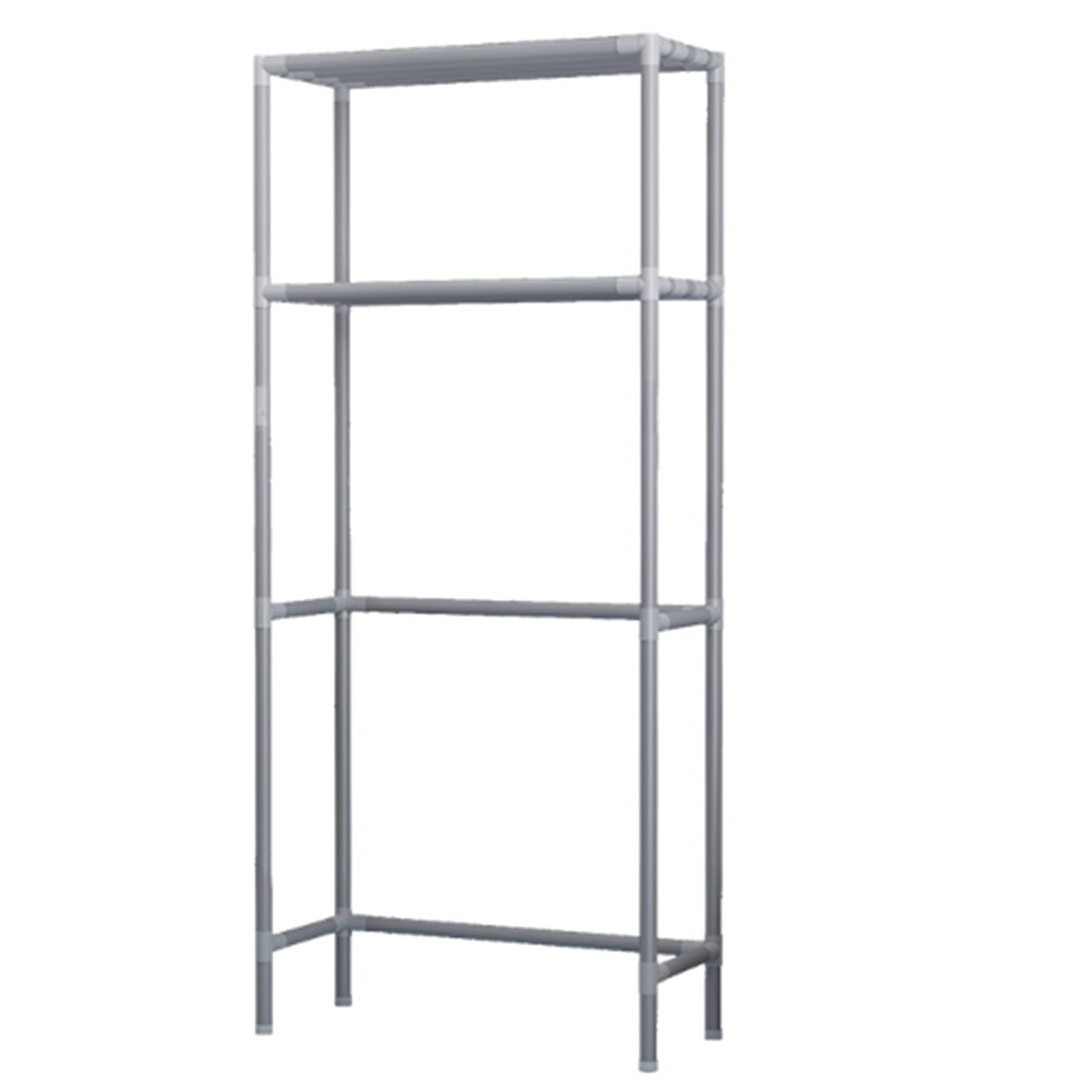 3-Tier Over The Toilet Storage Shelf - Space Saving Bathroom Organizer with Industrial Design, Stainless Steel Corner Stand for Toiletries & Towels - Easy to Assemble & Stable (Size D) - Perfect for Small Bathrooms, Apartments & Laundry Rooms