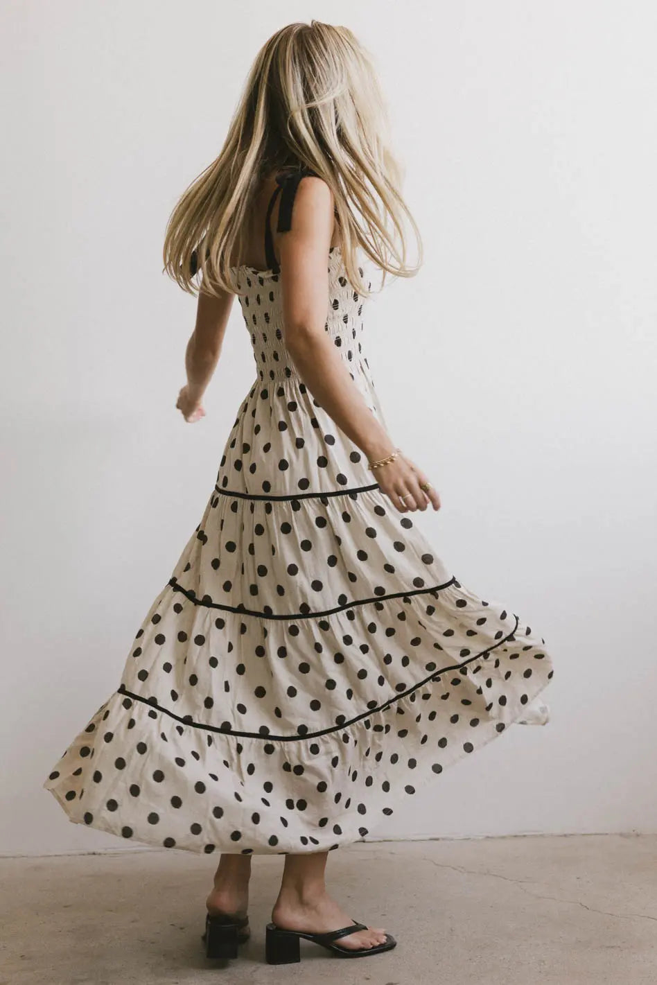 Matilda Polka Dot Midi Dress - Women's Floral Summer Dress with Short Sleeves | Perfect for Beach Vacations, Garden Parties & Date Nights
