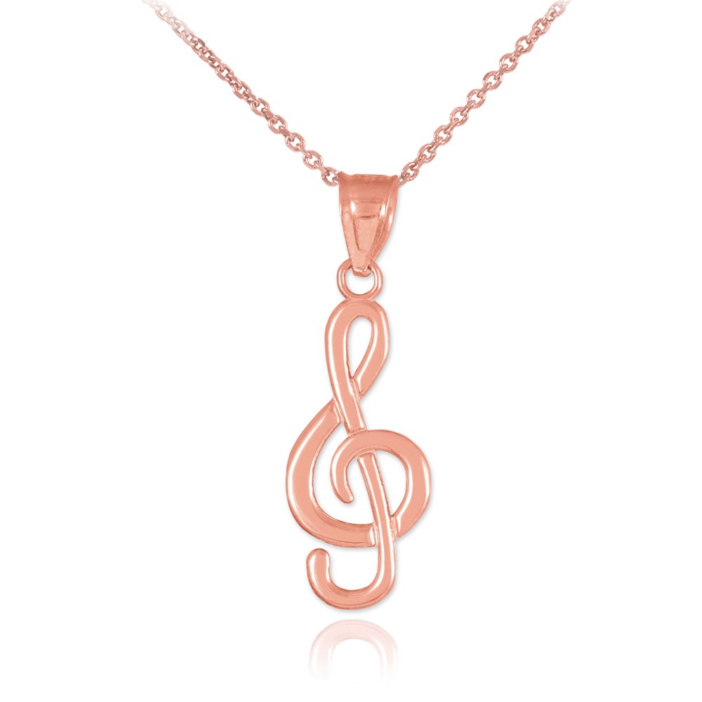 10K Rose Gold Treble Clef Pendant Necklace for Women - Elegant Musical Note Jewelry Gift for Musicians, Singers & Music Lovers - Perfect for Concerts, Performances & Special Occasions