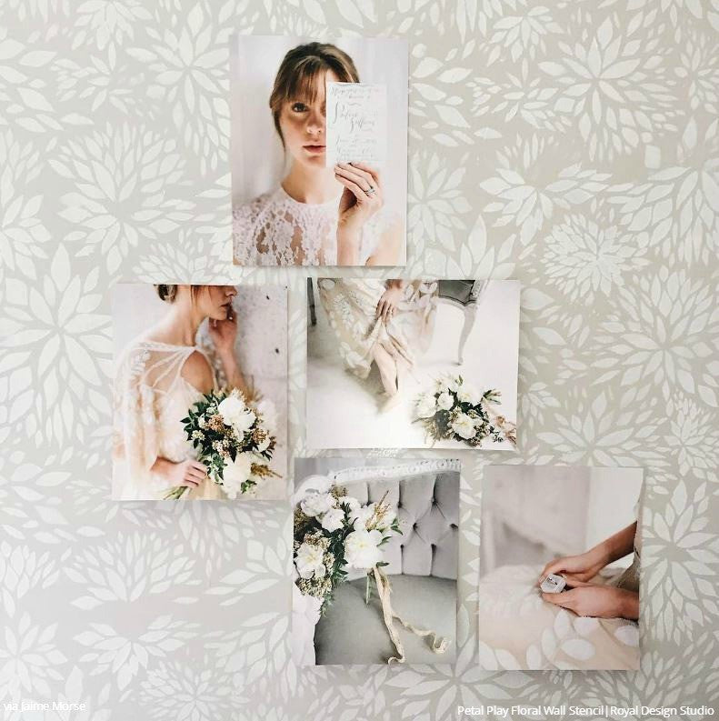 Petal Play Floral Damask Wall Stencil - DIY Home Decor, Reusable Painting Template for Bedroom, Nursery & Living Room Accent Walls