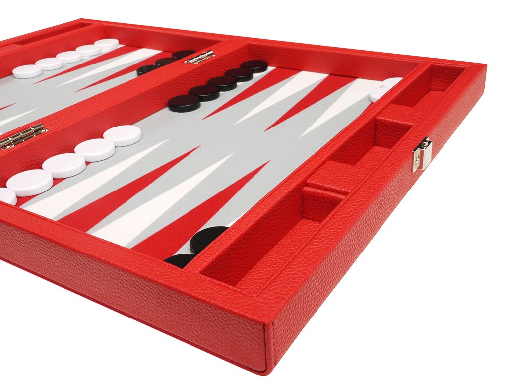 13-Inch Premium Backgammon Set - Travel Size Backgammon Board Game with Red Wooden Board - Perfect for Camping, Beach Trips & Family Game Nights