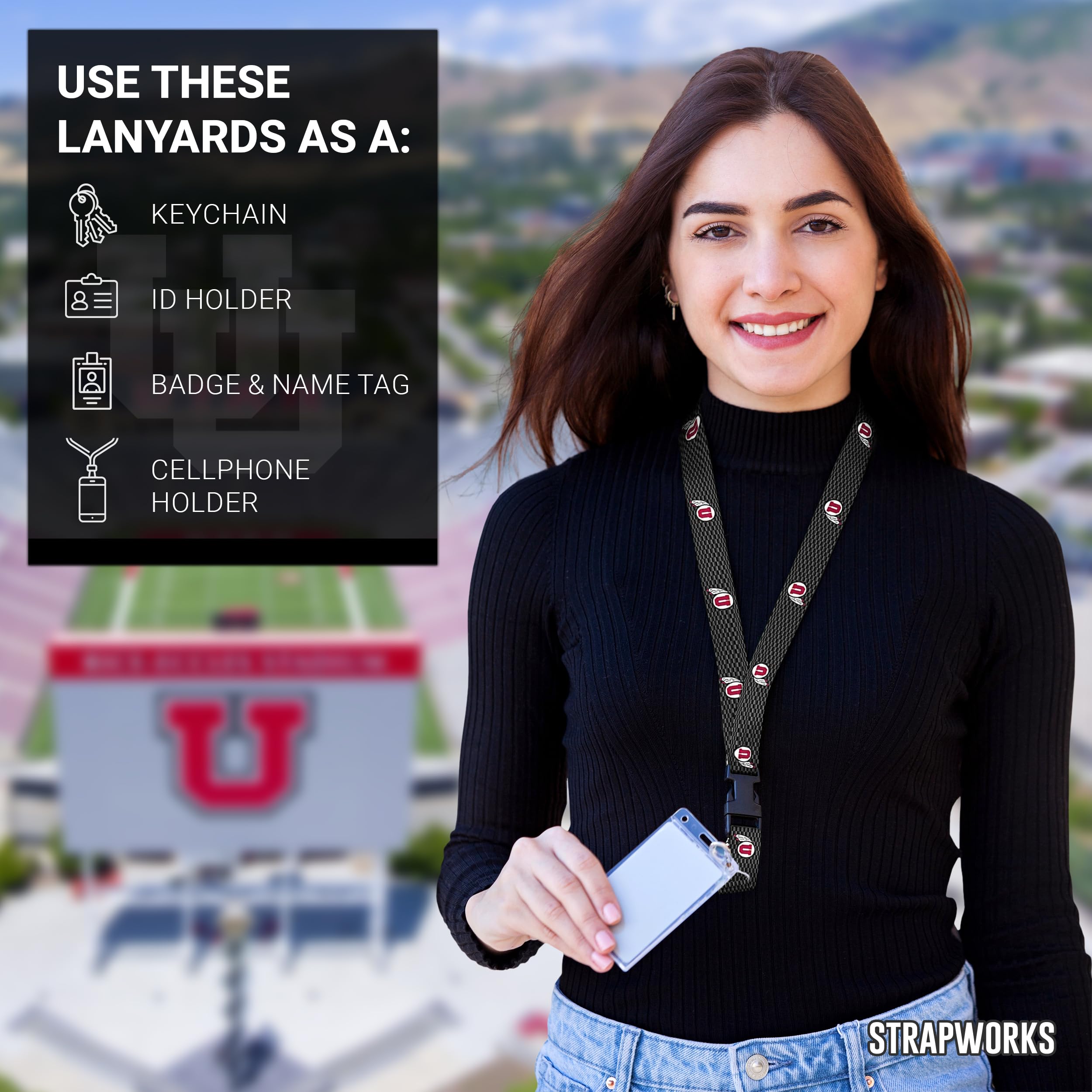 Utah Utes Logo Lanyard - Satin Keychain & ID Holder for Badges & Keys