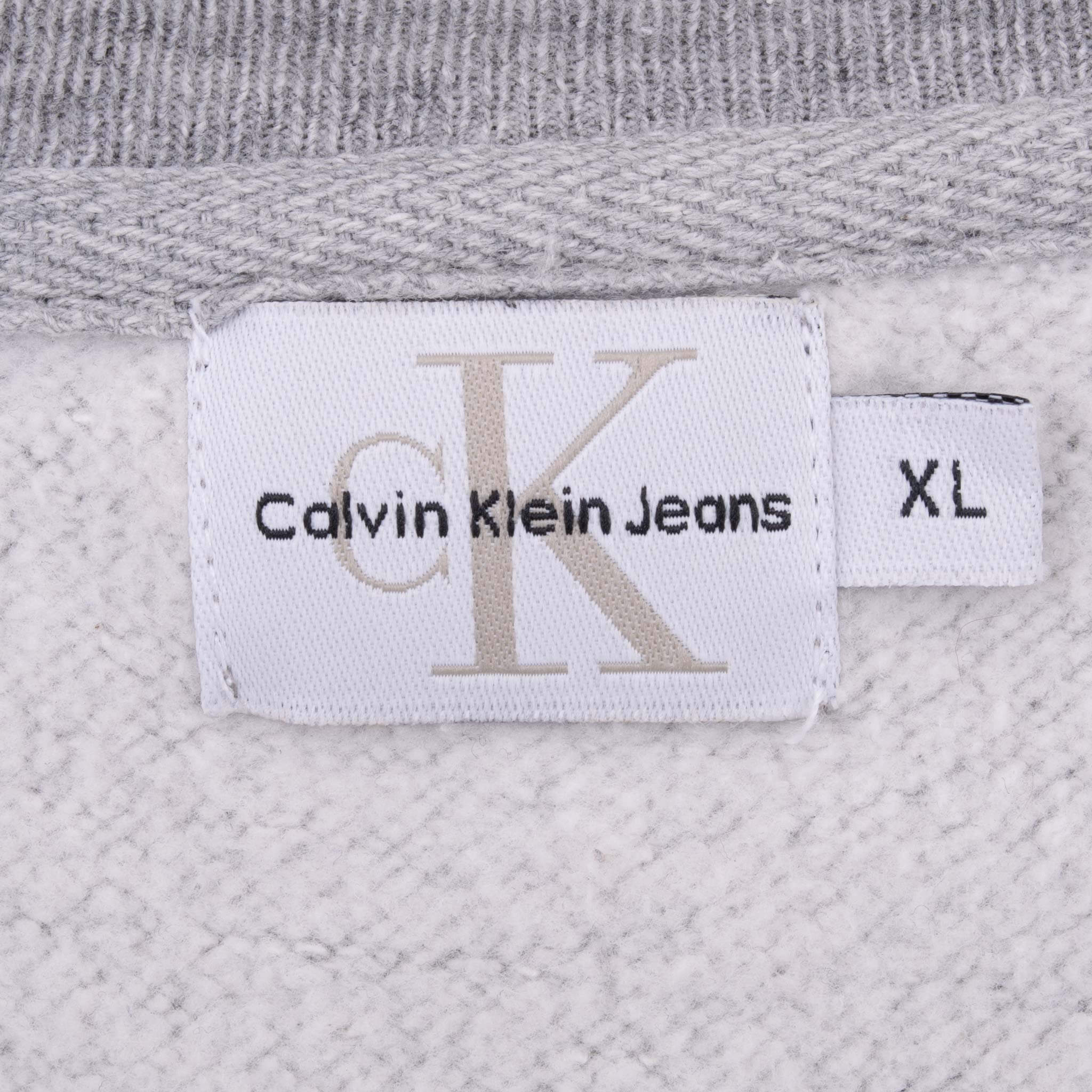 Vintage Calvin Klein Embroidered Grey Sweatshirt 1990s XL Made in USA - Retro Streetwear & 90s Fashion for Men and Women