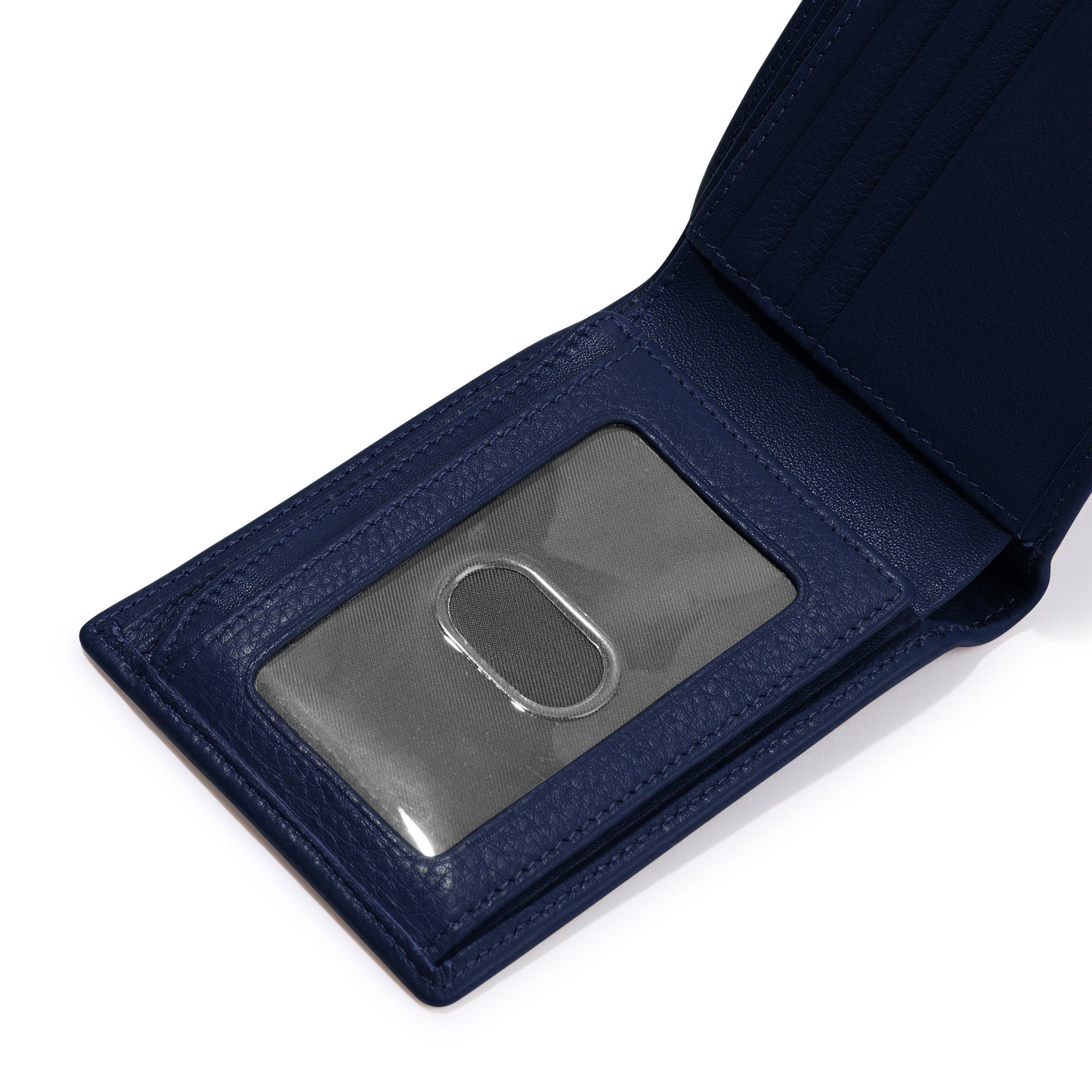Men's Genuine Leather Bifold Wallet with Flap - Navy Blue RFID Blocking Slim Wallet for Everyday Carry & Travel - Perfect Gift for Dad, Husband, Boyfriend