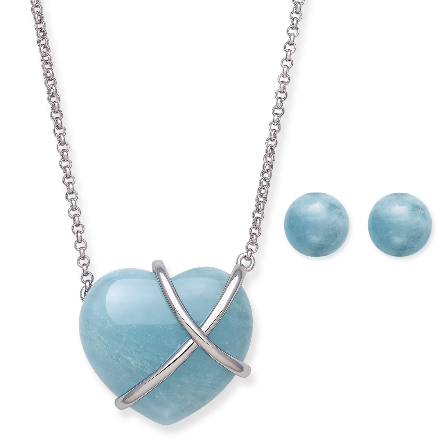 Sterling Silver Natural Aquamarine Heart Pendant Necklace for Women - Elegant Jewelry Gift for Birthday, Anniversary & Valentine's Day - Perfect for Everyday Wear & Special Occasions