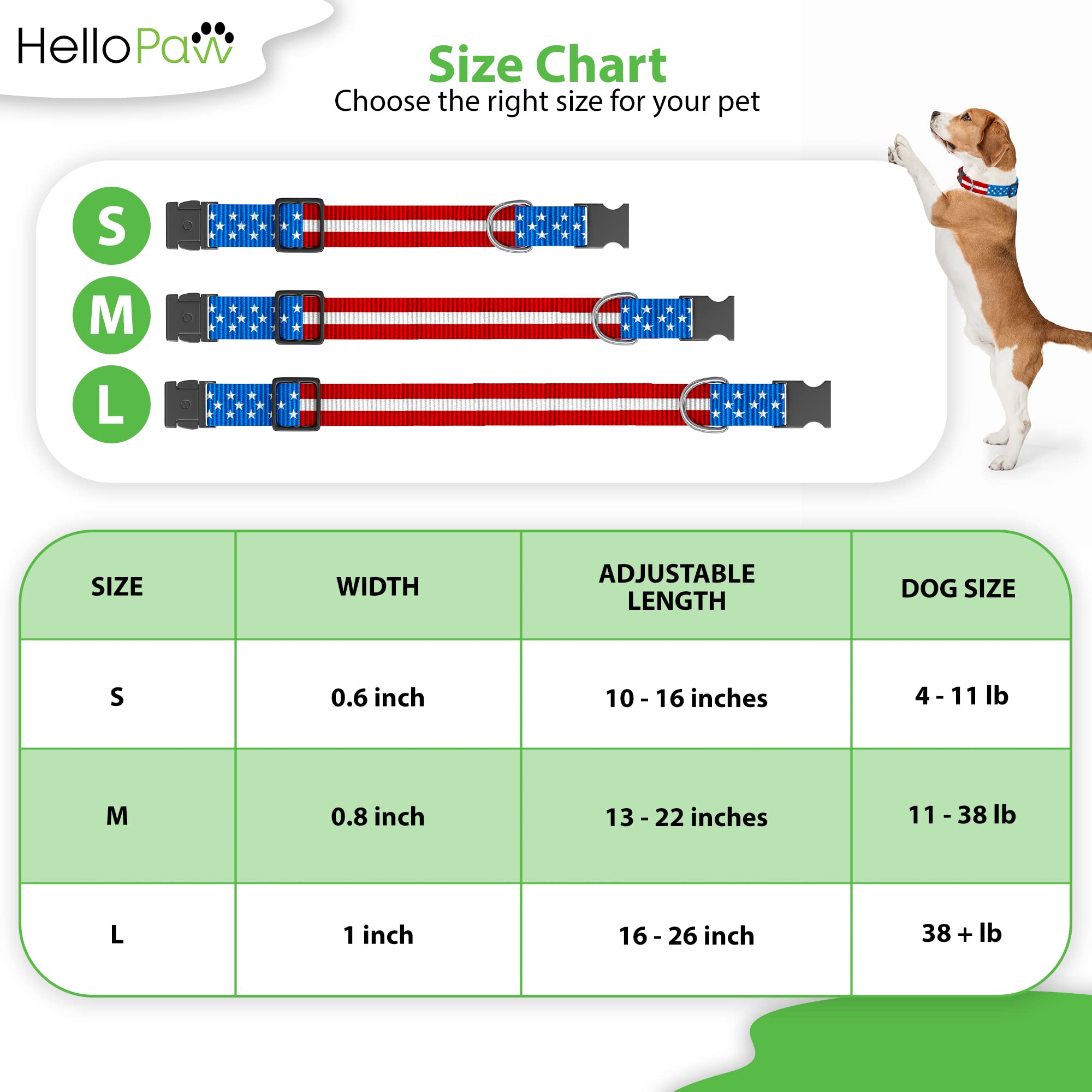 American Flag Dog Collar - Durable Nylon Pet Collar with Metal D-Ring - Patriotic USA Design for Small, Medium & Large Dogs - Perfect for 4th of July, Memorial Day & Patriotic Events