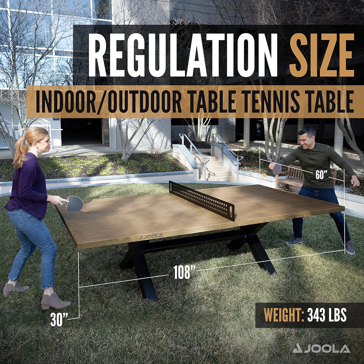 JOOLA Berkshire Indoor/Outdoor Ping Pong Table - Professional Grade Table Tennis Equipment for Home, Office & Backyard Games