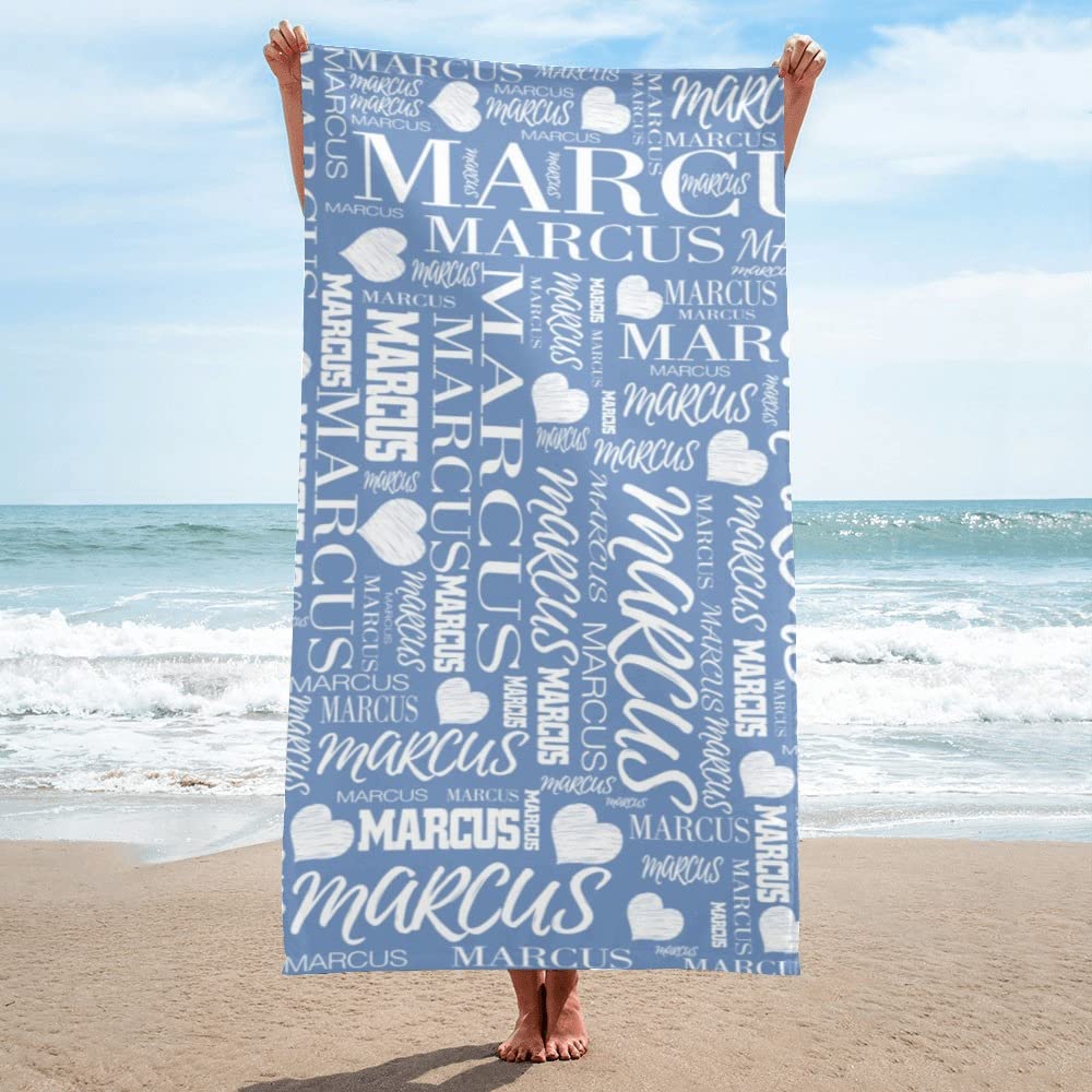Personalized Beach Towels with Names - Custom Microfiber Travel, Pool & Bath Towels for Kids, Adults, Boys & Girls (Baby Blue) - Perfect for Summer Vacations, Beach Trips & Poolside Relaxation