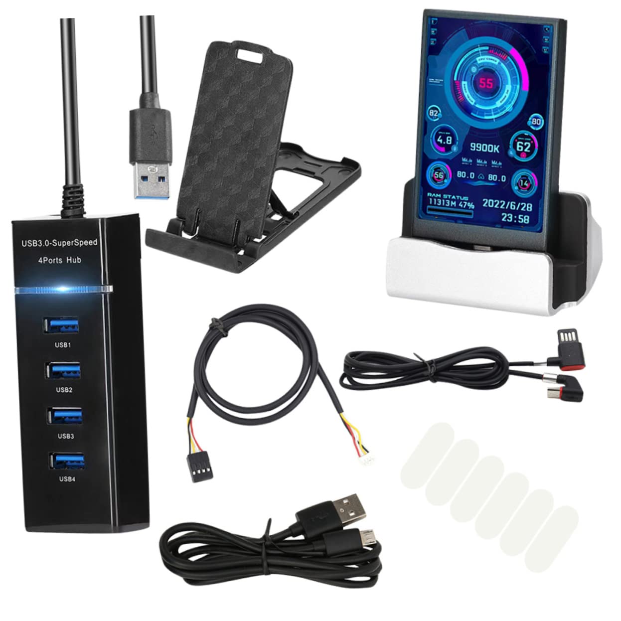 OSALADI 3 Pack Mini PC Secondary Screen - Computer Case Display for CPU & Network Data Monitoring - Perfect for Gaming Rigs, Workstations & Home Office Setups