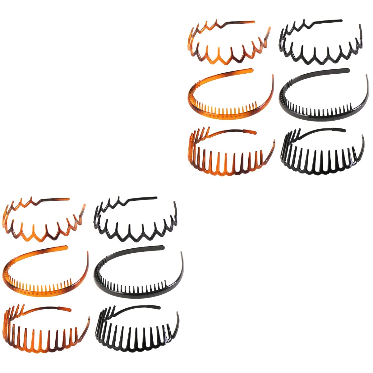 FOMIYES 12-Pack Claw Headbands for Women - Plastic Teeth Comb Hair Hoop, Non-Slip Hair Bands for Yoga, Workout & Daily Styling - Wavy Design Hair Accessories