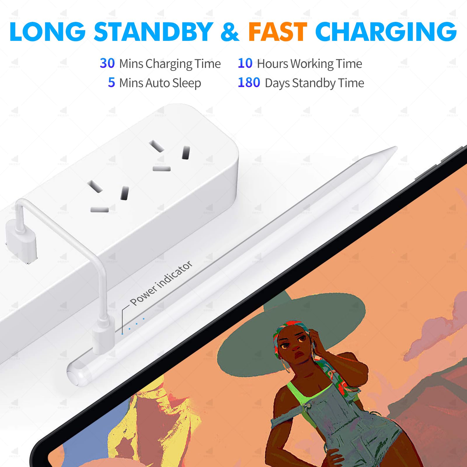 Premium Stylus Pen for iPad with Palm Rejection & Fast Charging - Active Pencil Compatible with Apple iPad Pro (2018-2023, 11/12.9 Inch), iPad Air 3/4/5, iPad 6/7/8/9/10, iPad Mini 5/6 - Perfect for Drawing, Note Taking & Digital Art