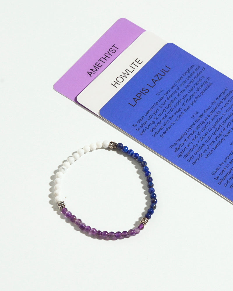 Calm & Clarity Healing Bracelet - Natural Amethyst, Lapis Lazuli & Howlite Gemstones for Stress Relief, Meditation & Positive Energy | Perfect for Yoga, Mindfulness & Spiritual Wellness