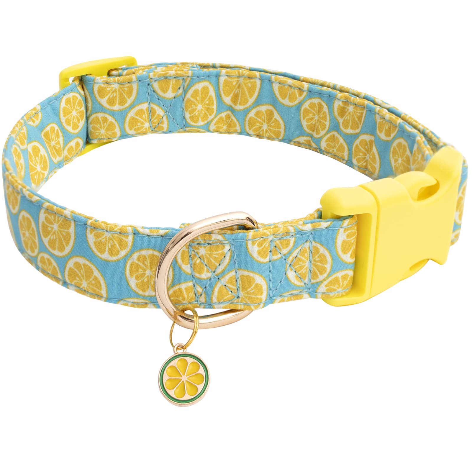 Faygarsle Cute Lemon Design Dog Collar - Soft & Stylish Pet Collar for Small Medium Large Dogs - Yellow Green Summer Dog Accessory for Girls & Boys - Perfect for Daily Walks, Outdoor Adventures & Pet Photos