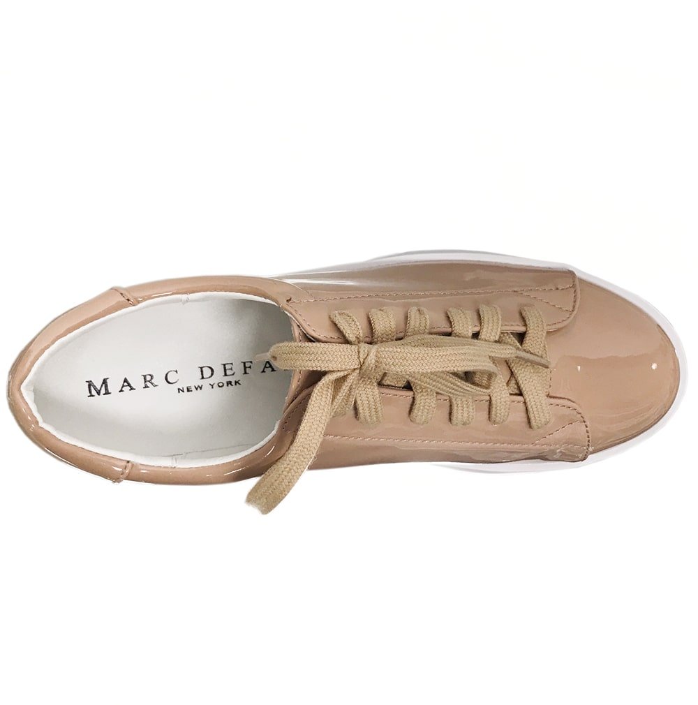 Women's Patent Leather Nude Fashion Sneakers - The FLOATER - Comfortable Casual Shoes for Walking, Work & Everyday Wear
