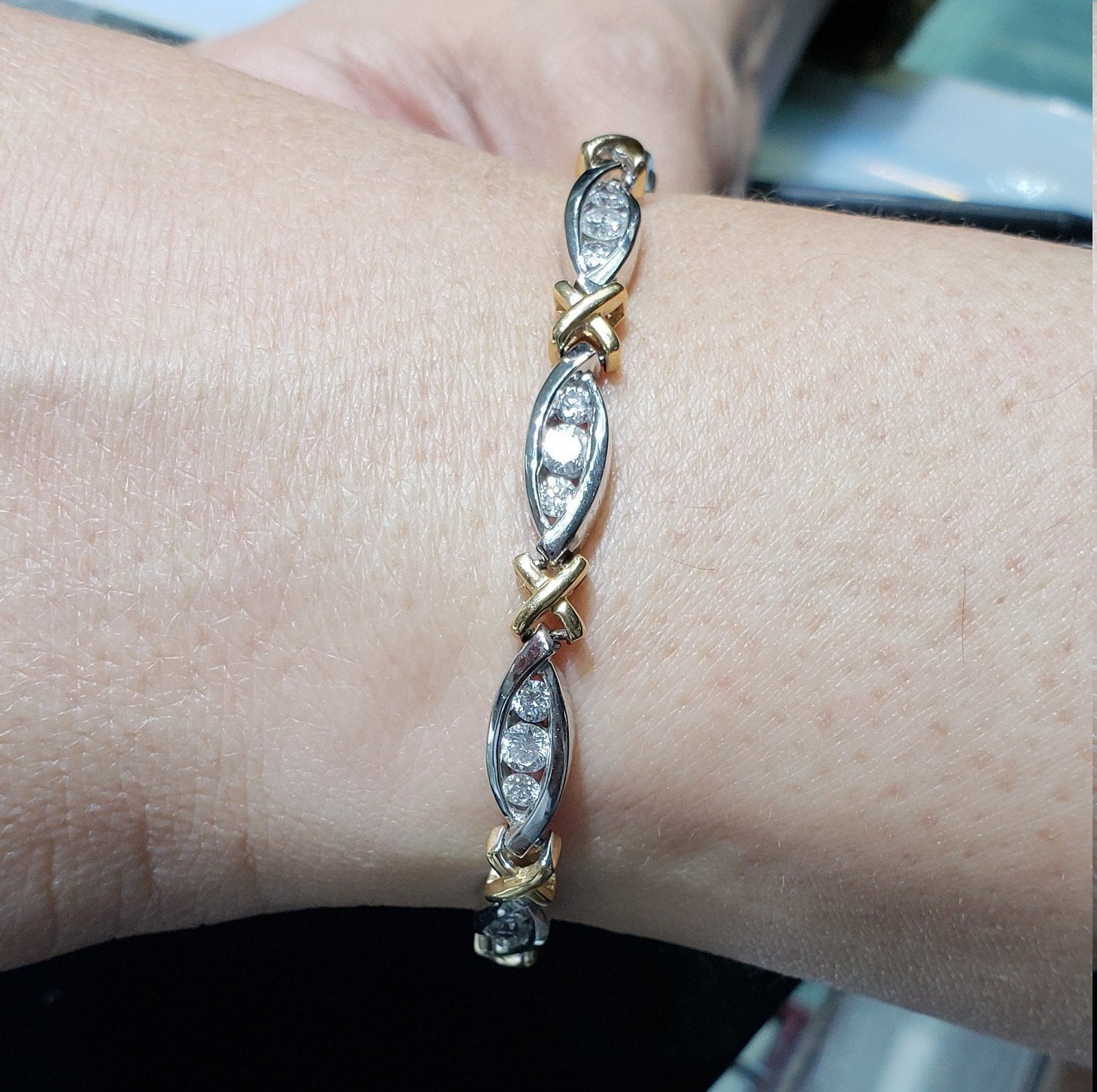 3 Carat Diamond Tennis Bracelet for Women - Elegant X Design, 14K White Gold, Perfect for Weddings, Parties & Special Occasions