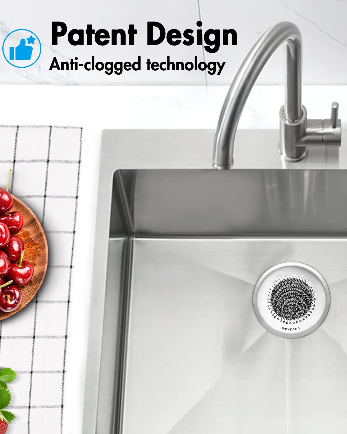 304 Stainless Steel Sink Drain Strainer - Reversible Easy Clean Mesh Garbage Disposal Food Catcher - Rustproof Kitchen Sink Strainer for Clog-Free Drainage - Perfect for Home, Restaurant & Commercial Kitchens