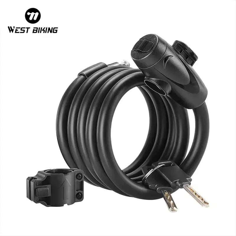 WB Key Cable Bicycle Lock - High Security Bike Lock with 5ft Flexible Steel Cable - Anti-Theft Bicycle Accessories for Outdoor, Commuting & Parking - Perfect for Urban Cycling, Campus & Travel Use