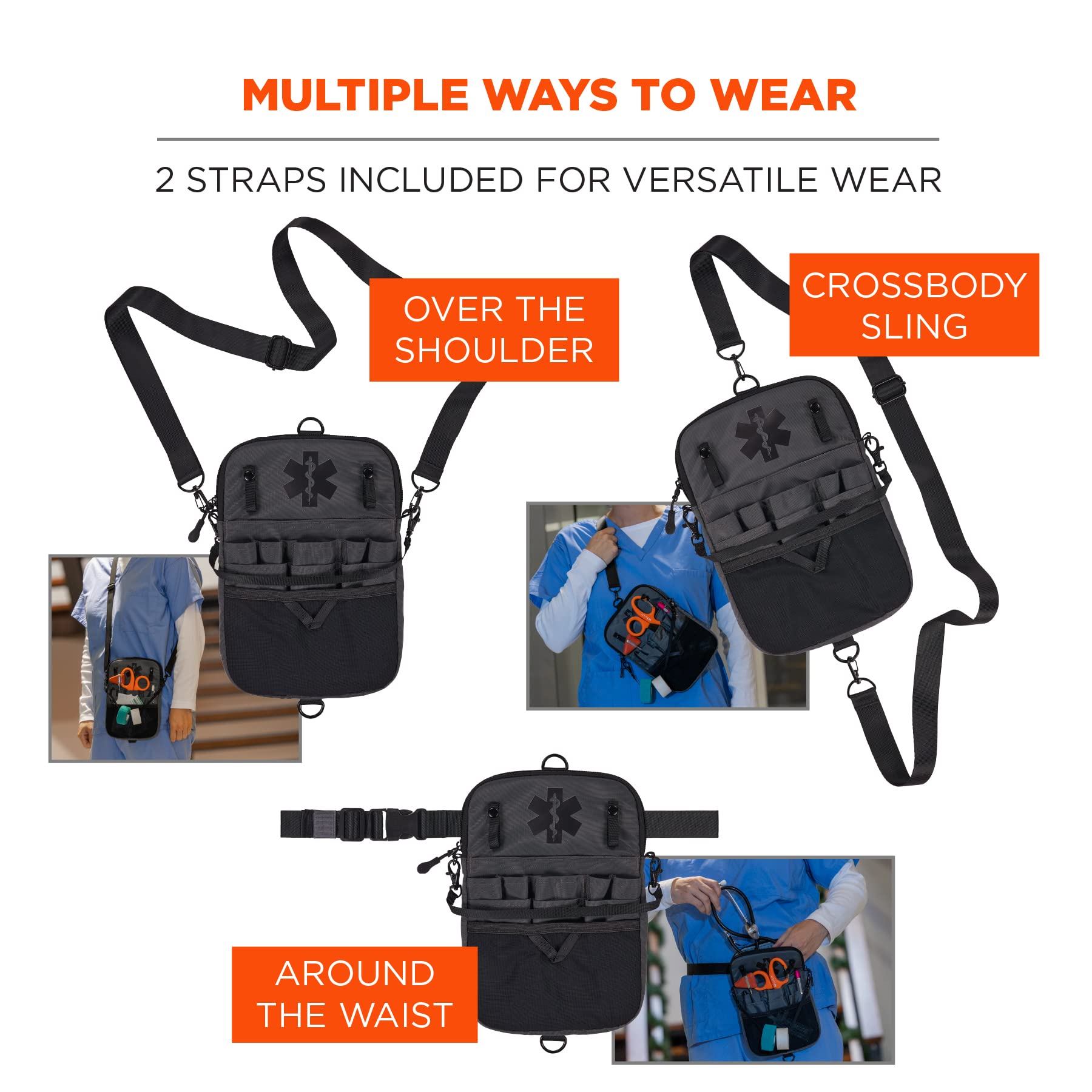 Ergodyne Arsenal 5717 Convertible Nurse Fanny Pack - Adjustable Waist Bag for Medical Supplies, Tape Holder & Portable Gear Organizer - Perfect for Healthcare Workers, EMTs & First Responders
