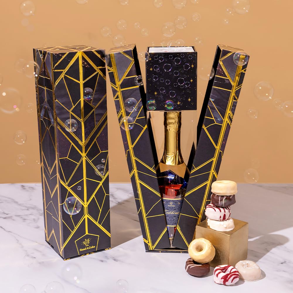 **Premium SendaCake Luxe Bubble Surprise Gift Box – 8 Individually Wrapped Mini Cake Donuts, No Assembly Required – Unique Unboxing Experience for Women, Men, Kids – Perfect for Birthdays, Anniversaries & Special Occasions – Ideal Gift for Family, Friends & Loved Ones**    *(Use Case: Surprise your loved ones with this elegant and fun gift box, perfect for birthdays, holidays, or just to show appreciation. Great for office parties, thank-you gifts, or festive celebrations!)*