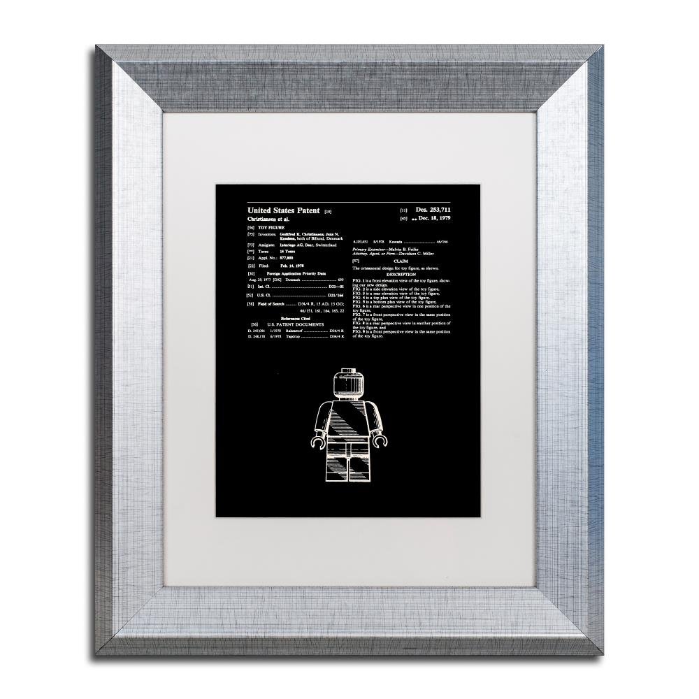 Trademark Fine Art LEGO Man Patent 1979 Black Wall Art Print - 11x14 Inch Framed Poster for Home Office & Game Room Decor