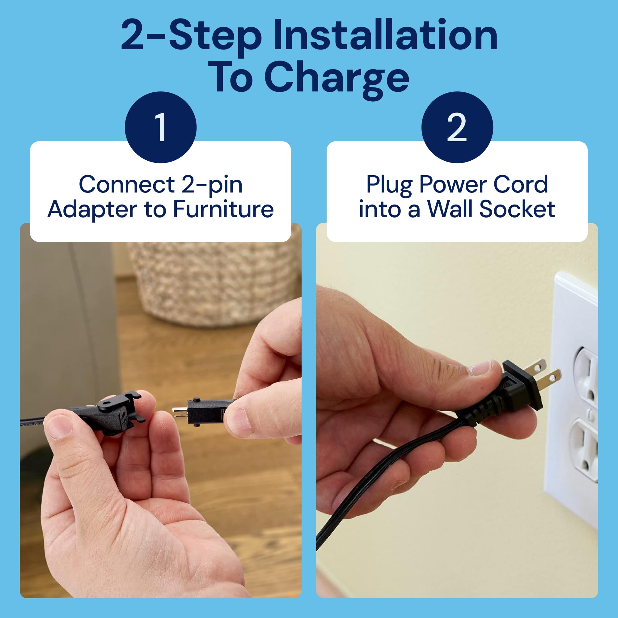 Universal Recliner Battery Pack - 2500mAh Wireless Rechargeable Power Supply for Electric Recliners, Power Sofas & Lift Chairs - LCD Display - Compatible with 2-Pin Motion Furniture - Perfect for Home Theater, Living Room & Bedroom Relaxation