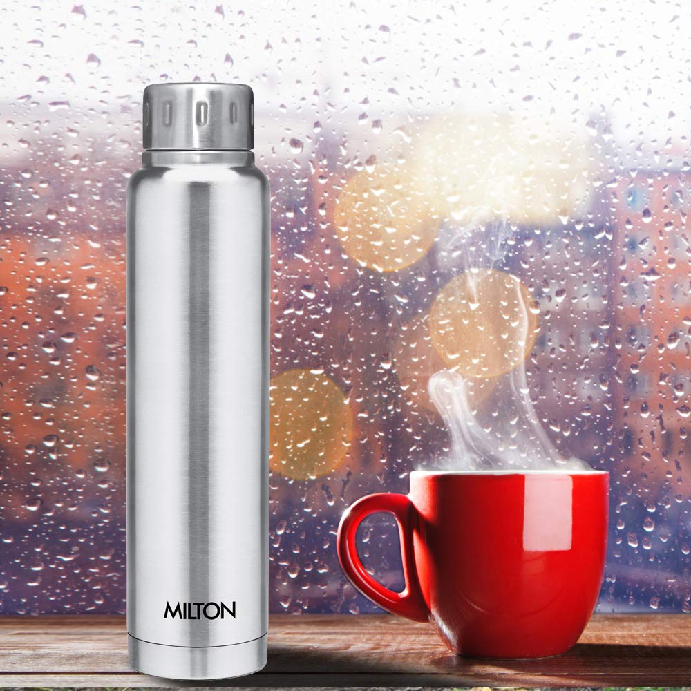 **Milton Elfin 500 Thermosteel 24-Hour Hot & Cold Water Bottle, 500ml, Silver – Leakproof, Portable Stainless Steel Flask for Office, Hiking, Trekking, Travel, Gym, Home & Kitchen Use**    *(Perfect for keeping drinks hot/cold during work, outdoor adventures, workouts, or daily hydration at home!)*