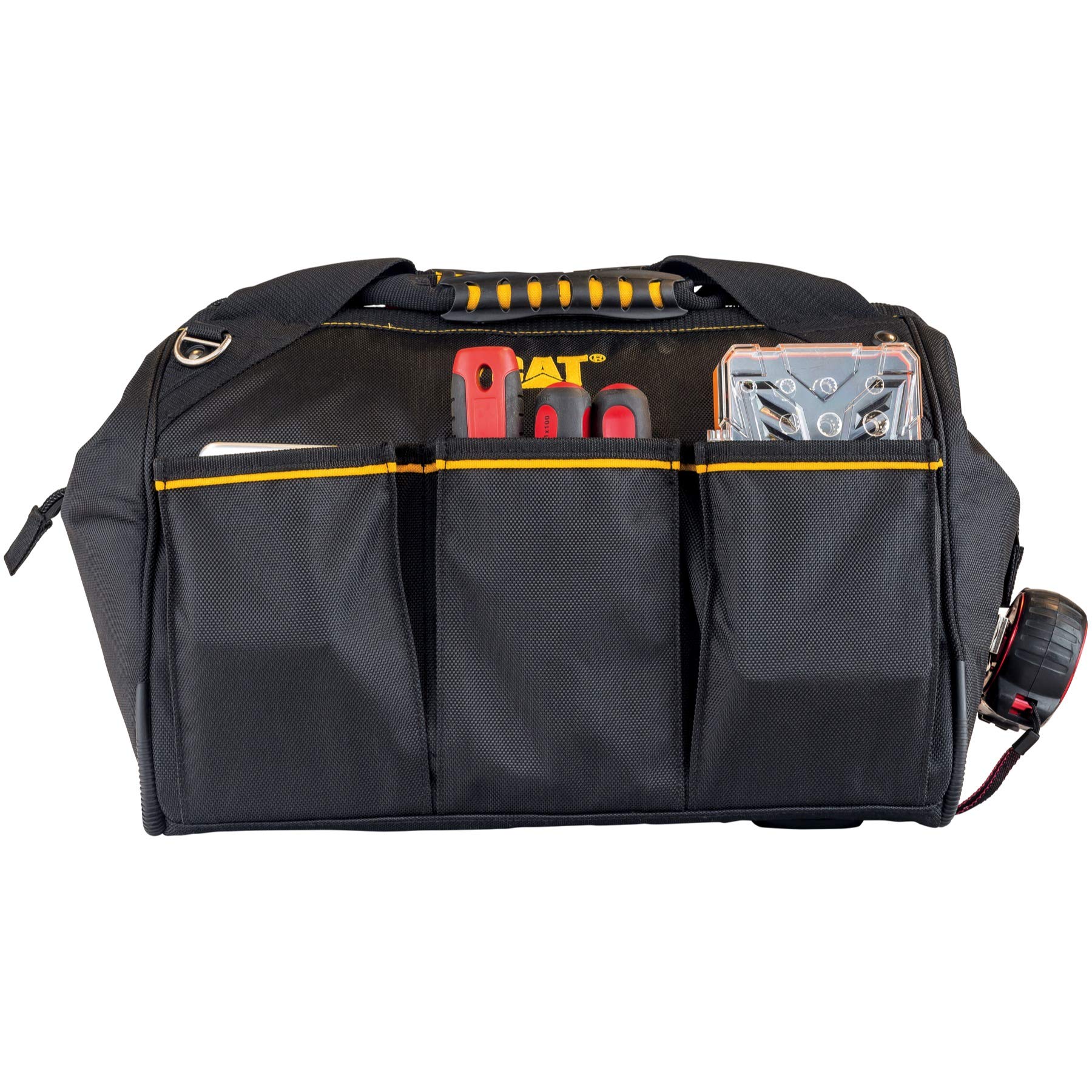 16 Inch Professional Wide-Mouth Tool Bag for Electricians & Contractors - Durable Multi-Pocket Work Organizer for Hand Tools & Hardware - Perfect for Construction, Home Repair & DIY Projects
