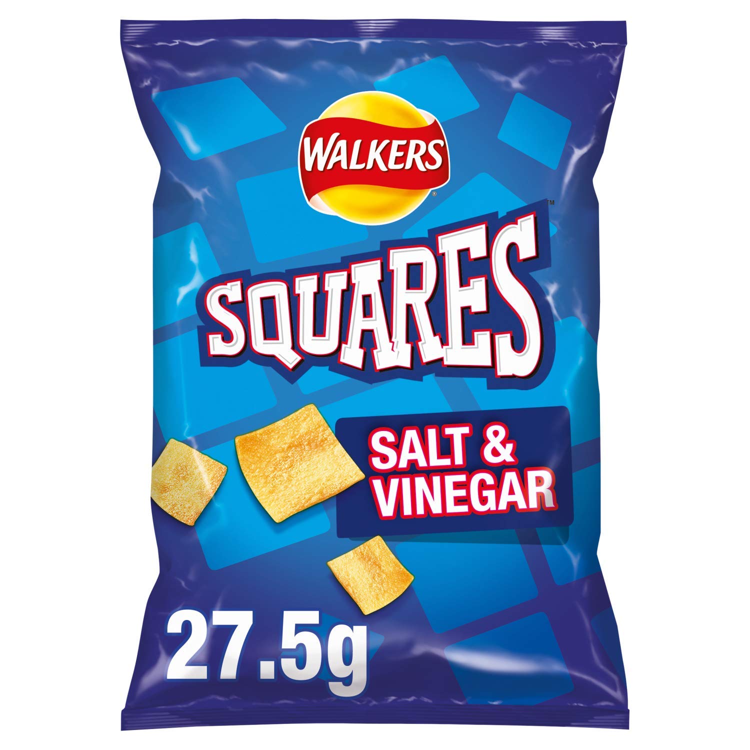 Walkers Squares Salt and Vinegar Crisps - 32 Pack (27.5g Each) | Crunchy Potato Snacks for Parties, Picnics & On-the-Go Snacking