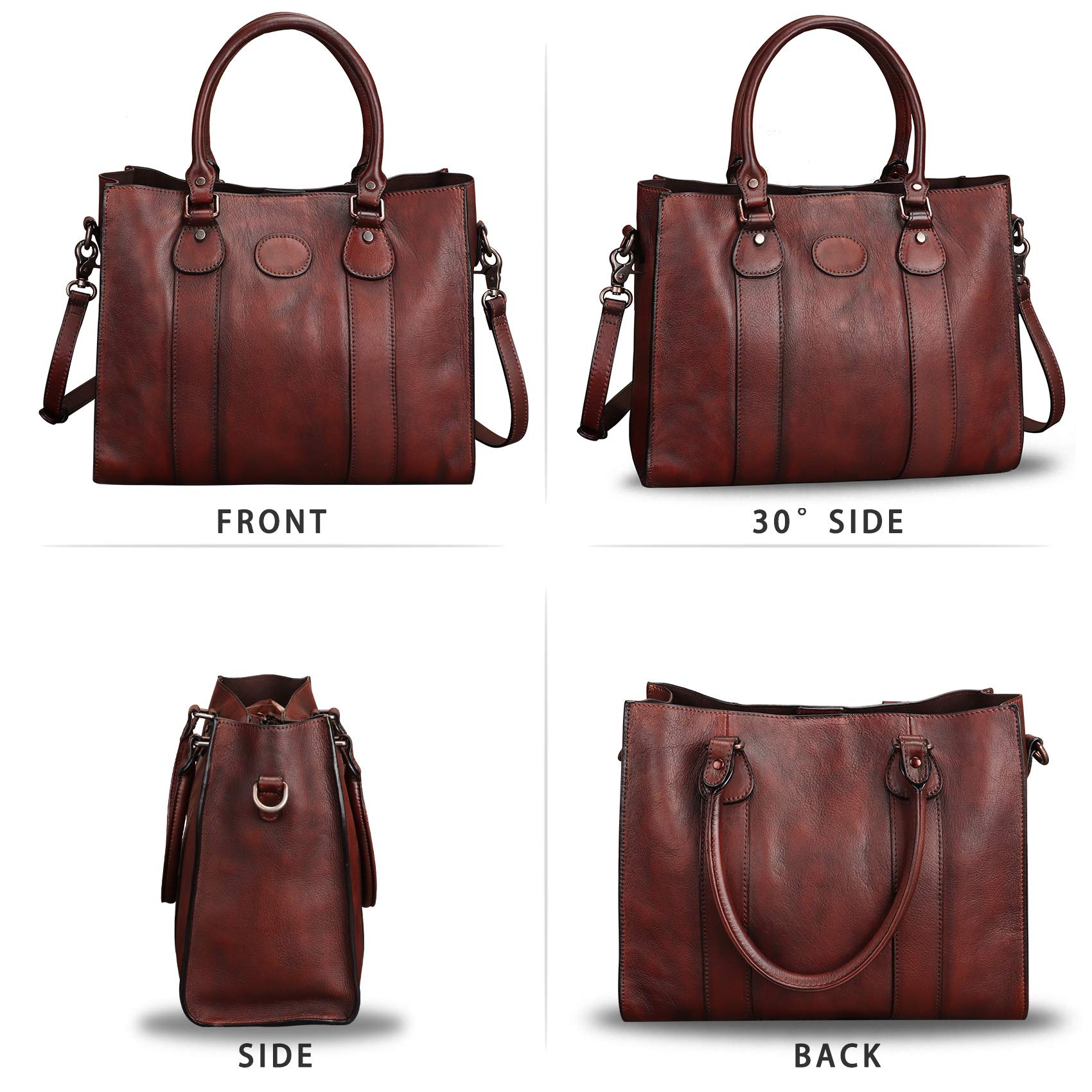 Genuine Leather Satchel Handbags for Women - Top Handle Shoulder Bag & Crossbody Tote Purse - Perfect for Work, Travel & Everyday Use