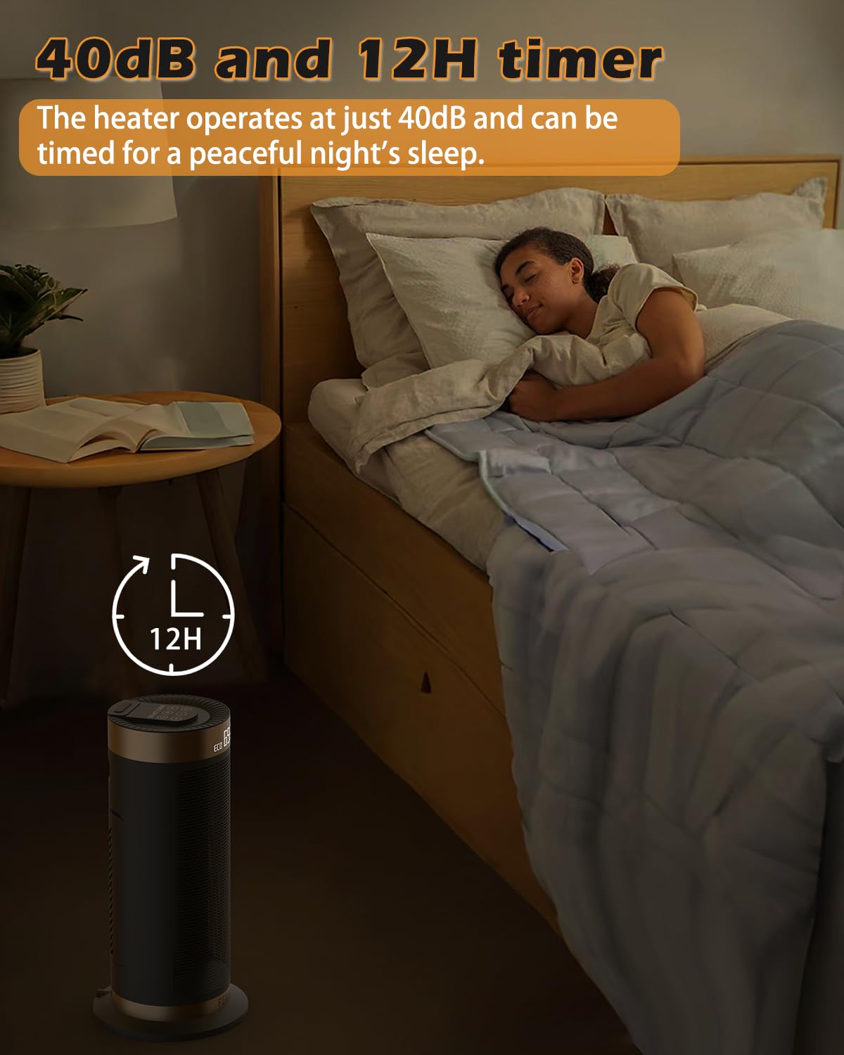 1500W PTC Ceramic Space Heater with Thermostat & Remote - 70° Oscillation, 1-12H Timer, Fast Heating for Indoor Use | Perfect for Office, Home Bedroom & Winter Warmth