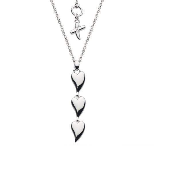 Silver Desire Kiss Triple Heart Necklace - Elegant Layered Pendant for Women | Perfect Gift for Valentine's Day, Anniversary & Romantic Occasions