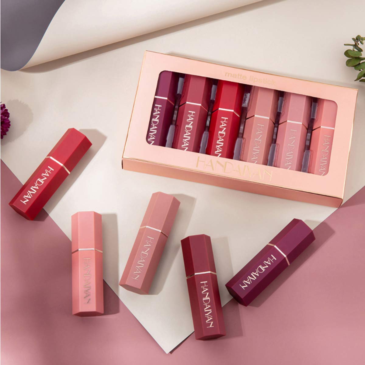 6 Colors Matte Velvet Lipstick Set - Long Lasting, Waterproof, Non-Stick Cup, Moisturizing Nude Lipstick Makeup Gift for Women | Perfect for Daily Wear, Parties, and Special Occasions
