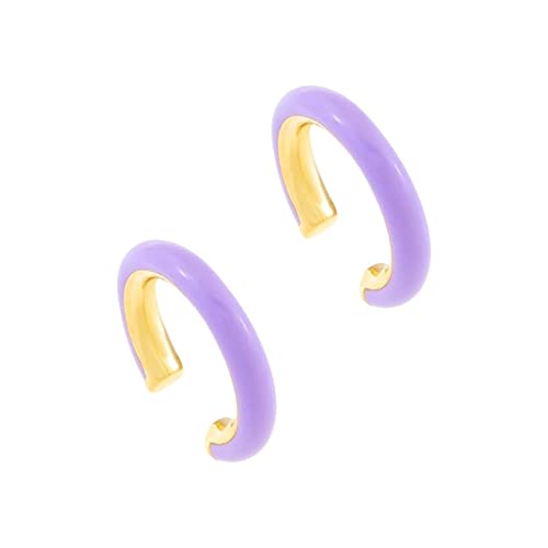 GuldarShop Purple Enamel Earrings for Women & Girls – Zircon Crystal Round Circle Ear Cuff, Fake Piercing Clip-On Goth Jewelry – Perfect for Parties, Halloween & Alternative Fashion