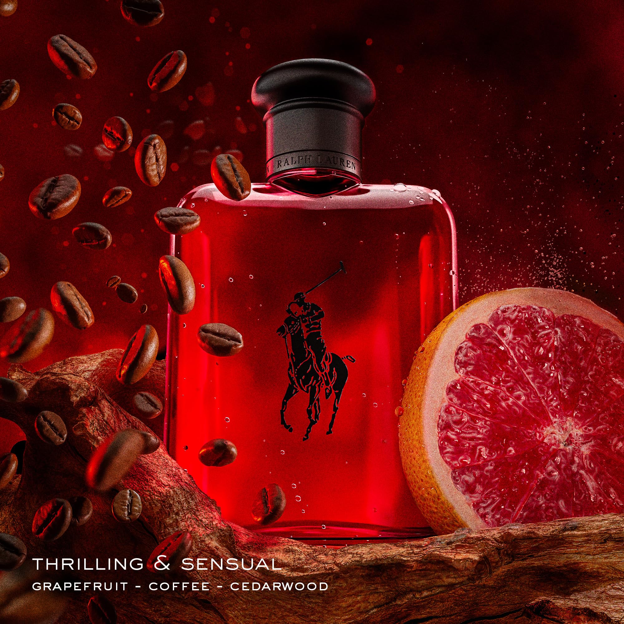 Ralph Lauren Polo Red Eau de Toilette for Men - Woody Spicy Cologne with Grapefruit, Saffron & Redwood - Medium Intensity Fragrance - Perfect for Date Nights & Special Occasions