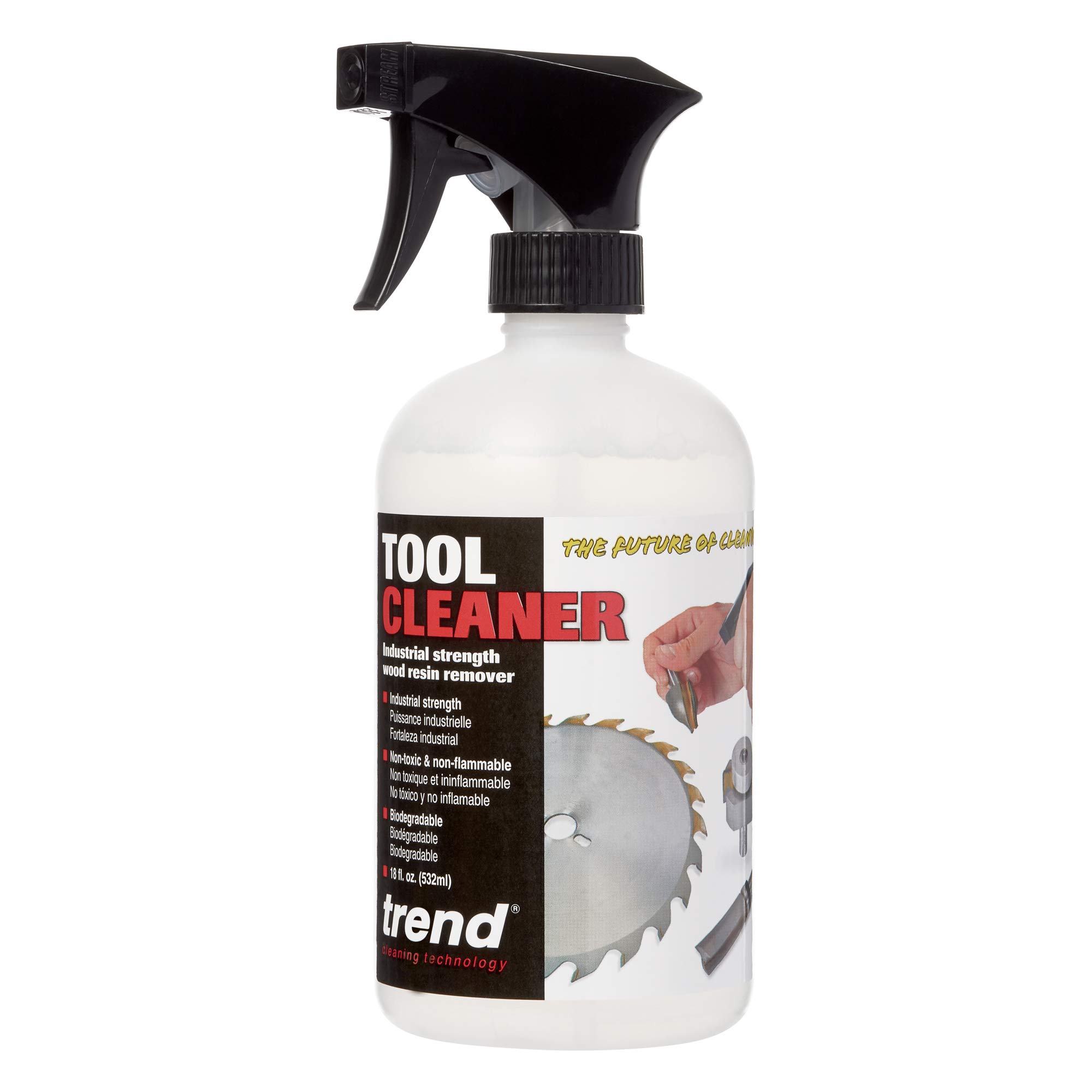 Trend Tool & Bit Cleaner - Industrial Strength Wood & Resin Remover (18 fl oz) - Heavy-Duty Cleaning Solution for Woodworking, CNC Bits & Power Tools - Perfect for Workshop, Garage & DIY Projects