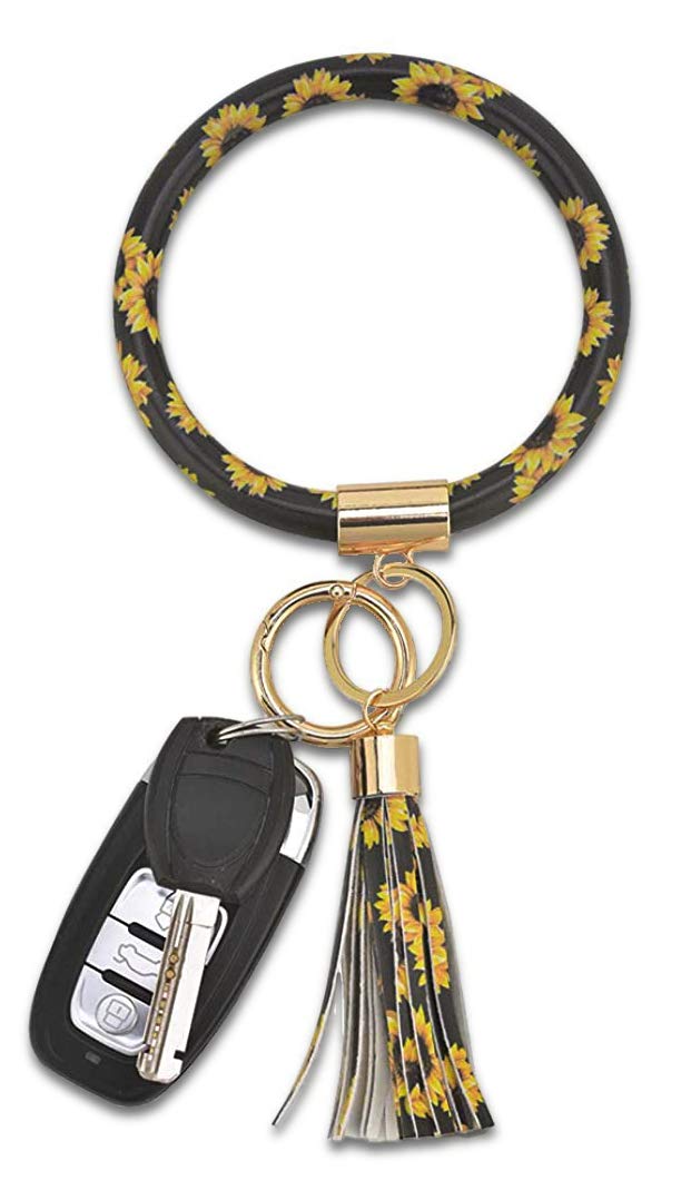 Coolcos Leather Key Ring Bracelet for Women - Stylish Wristlet Keychain with Tassel, Portable Key Holder for Everyday Use | Perfect Gift for Her, Office, Travel & Daily Essentials Organization
