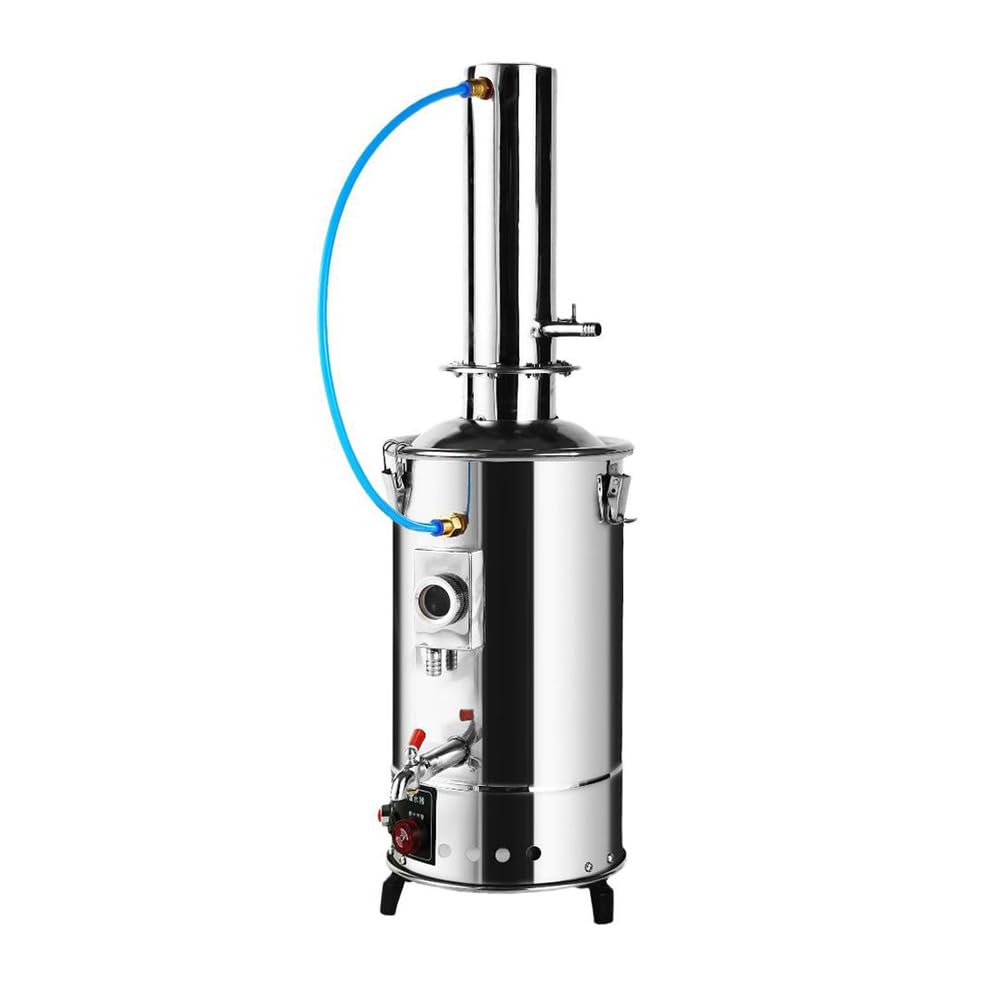 5L 110V Stainless Steel Water Distiller for Dental, Lab & Home Use - Electric Water Purifier with Heated Pipe, Alarm & Filter Kit | Pure Water for Medical, Chemistry & Drinking Scenarios
