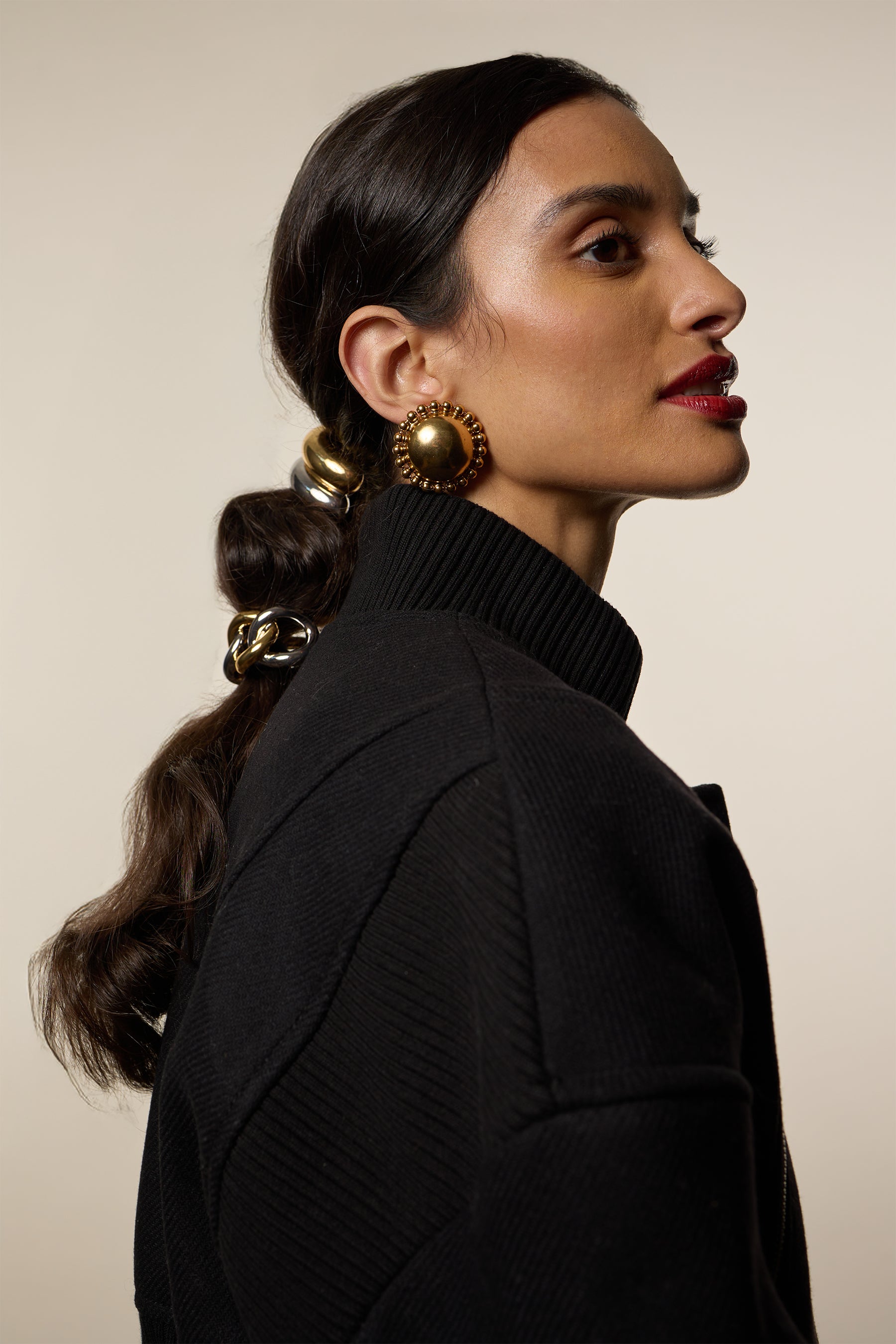 Lucia Dome Stud Earrings for Women - Elegant Gold-Plated Hoop Earrings for Everyday Wear | Perfect for Office, Party & Gift Giving