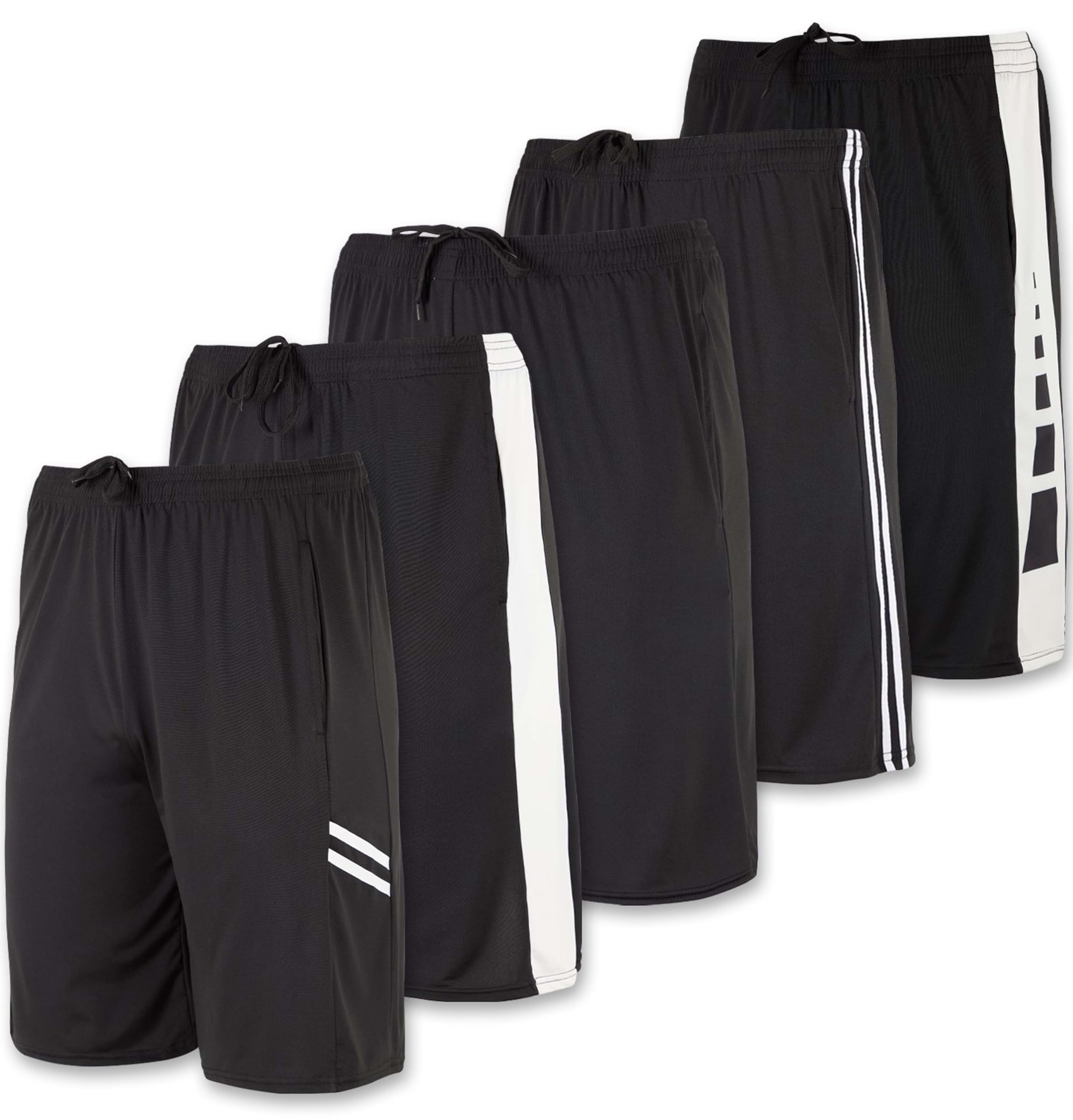 5 Pack Men's Quick Dry Athletic Shorts - Breathable Workout Running Gym Shorts with Pockets - Bulk Pack for Sports, Training & Casual Wear