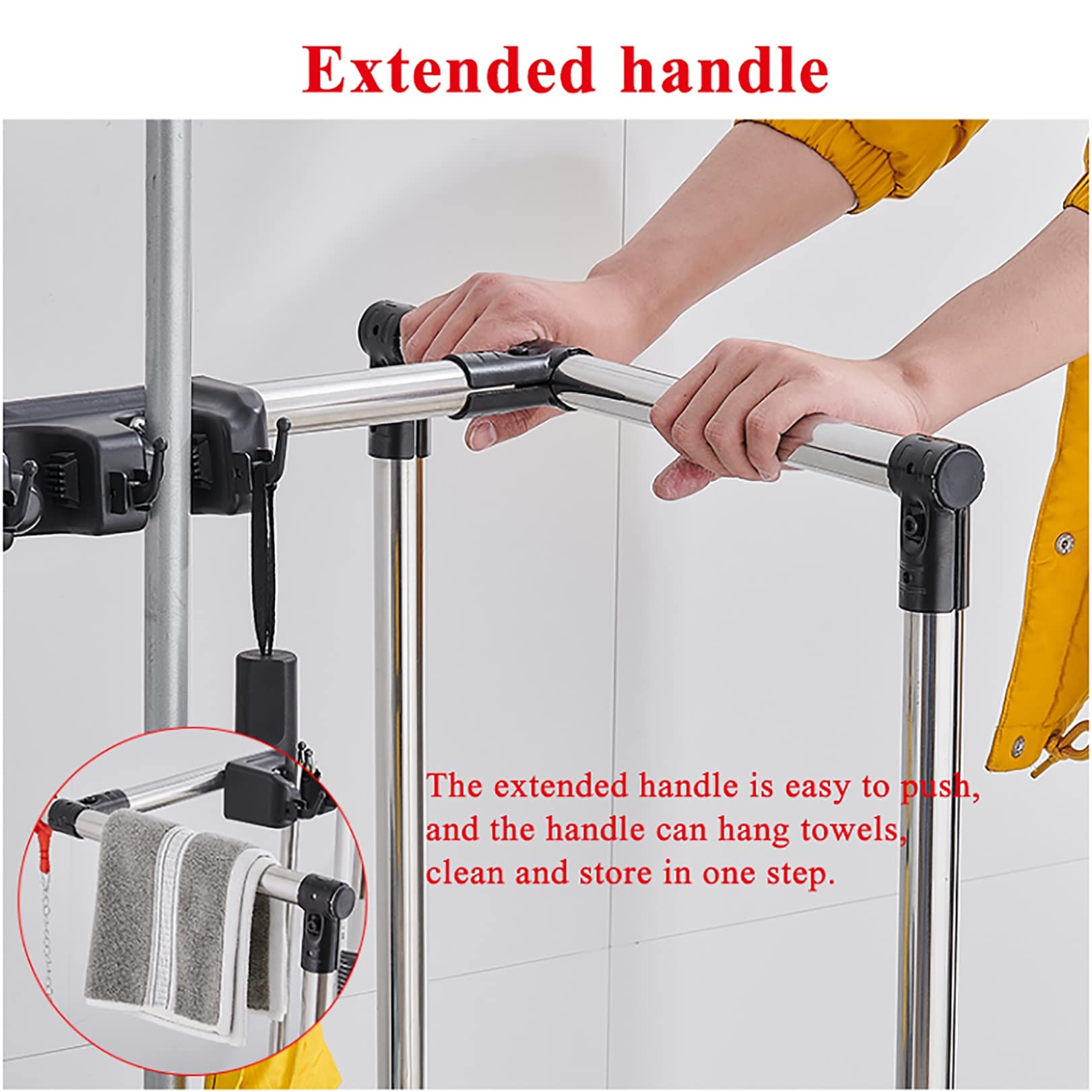 **Commercial Mop Rack Holder - Heavy Duty Cleaning Tool Tower for Wet Mops, Brooms & Umbrellas - Adjustable & Mobile Storage Organizer for Garage, School, Hospital, Factory, Hotel, Restaurant & Property Management**    *(Perfect for organizing cleaning tools in high-traffic areas like commercial kitchens, janitor closets, and industrial workspaces.)*