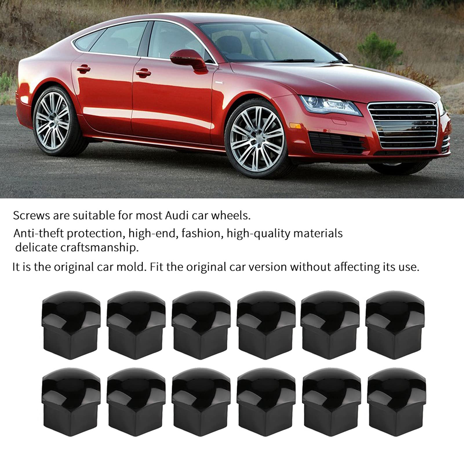 **17mm Black Wheel Nut Covers - Dust Proof Protective Caps for Car Wheels, Easy to Install & Durable - Perfect for Off-Road, Daily Driving & Vehicle Maintenance**